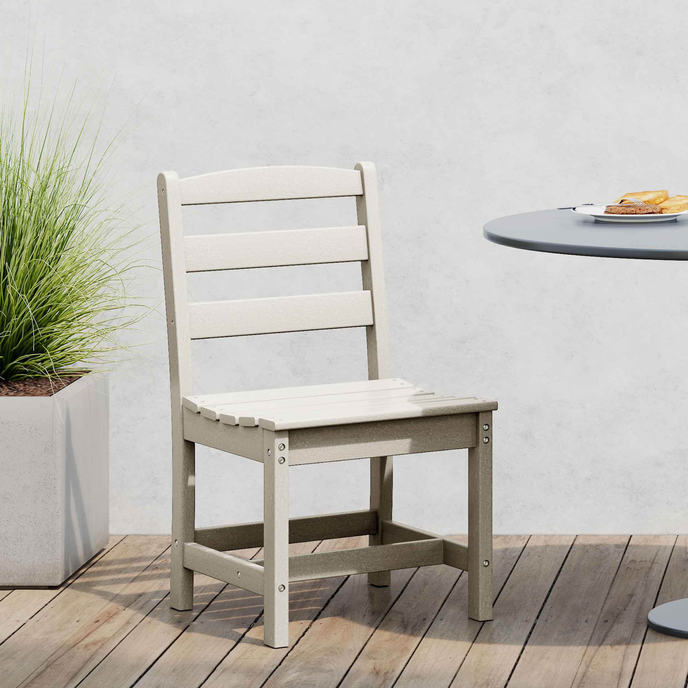 thumbnail video image 2 of WestinTrends Ashore Outdoor HDPE Patio Classic Armless Dining Side Chair, White, 2 of 16