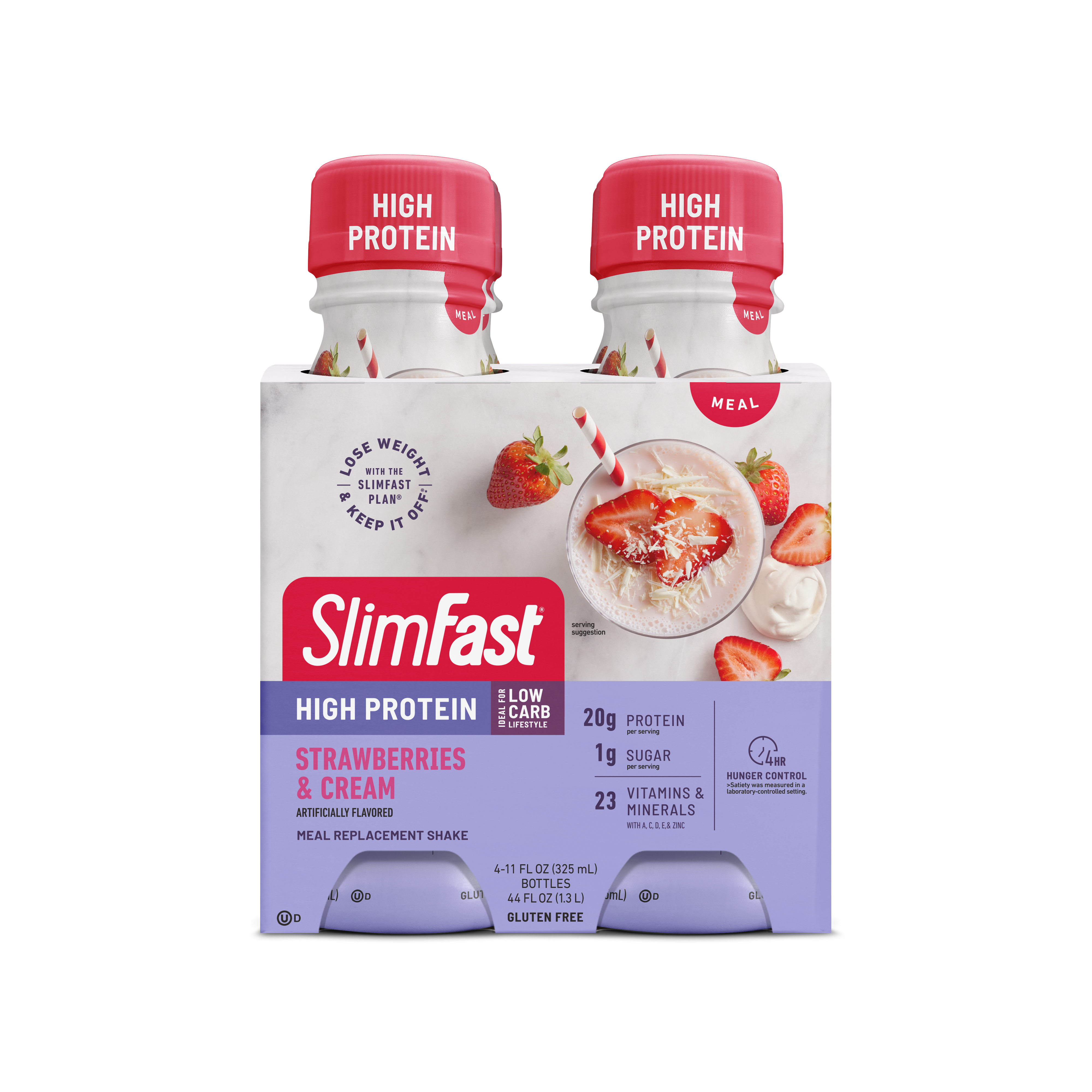 thumbnail video image 2 of (3 pack) SlimFast High Protein Shake Meal Replacement Shake, Strawberries and Cream, 11 fl oz Bottle, 4 Pack, 2 of 8