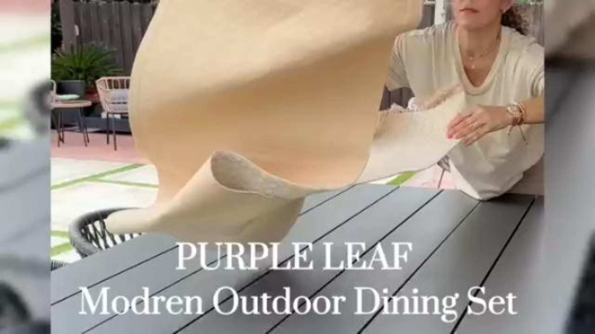 thumbnail video image 2 of PURPLE LEAF 9 Pieces Patio Dining Set, Square Aluminum Outdoor Table And 8 Wicker Chairs with Cushions for Garden Kitchen and Porch, Grey, 2 of 8