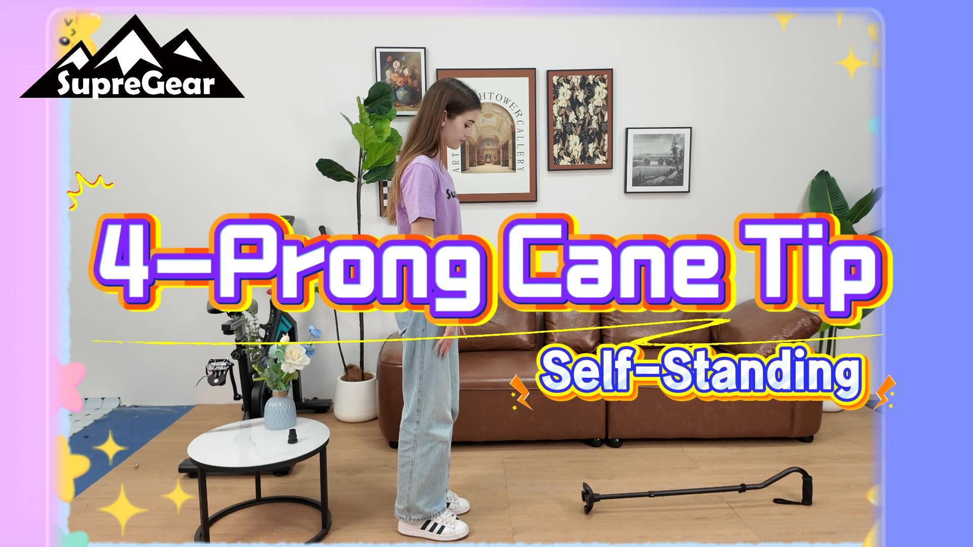 thumbnail video image 2 of SupreGear Rubber Replacement Cane Tips 3/4", Self-Standing Quad Cane Foot Pad, 2 of 8