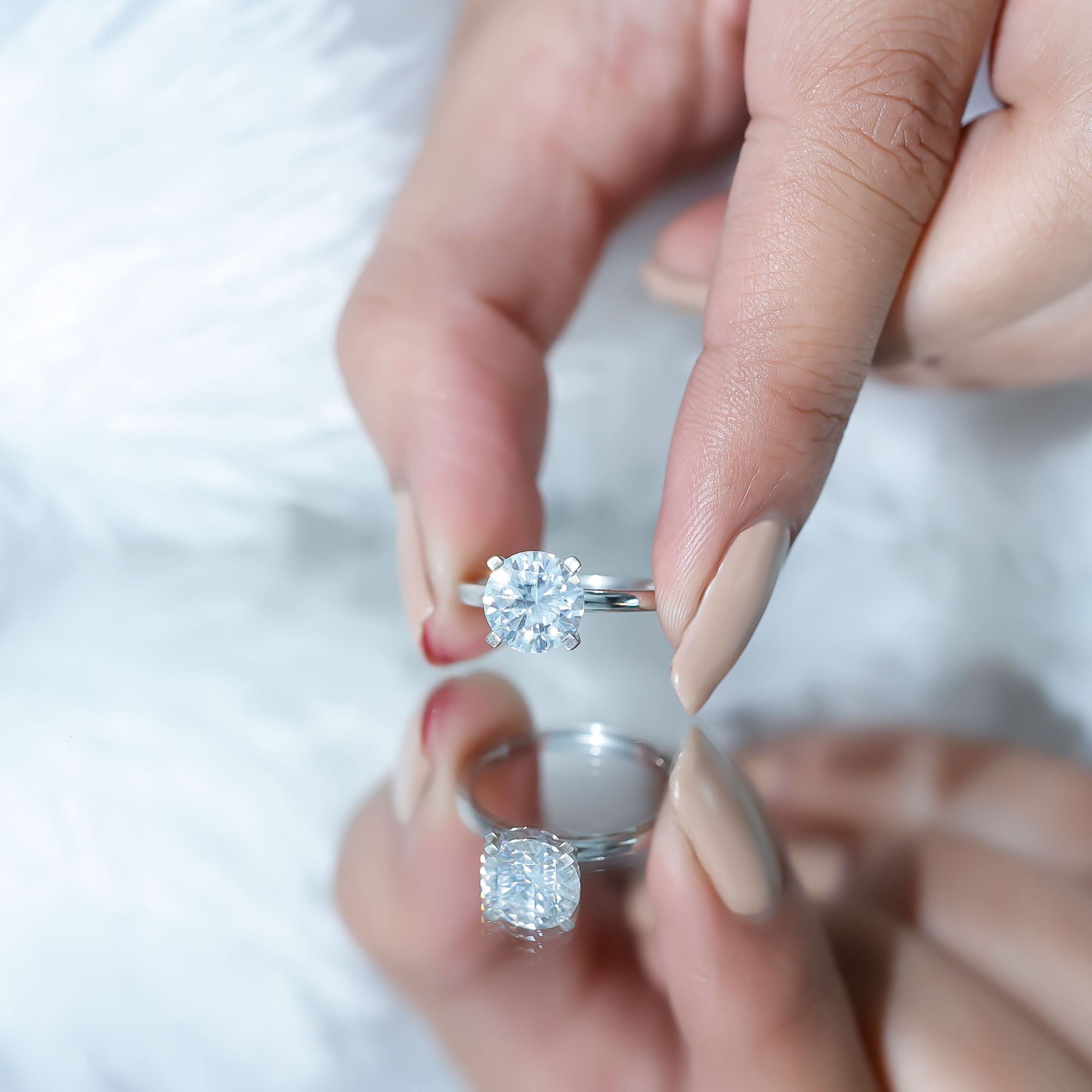 thumbnail video image 2 of Rosec Jewels Solitaire Moissanite Engagement Ring 2 Carat (D-VS1 Quality) - 925 Silver 8 mm Round Ring - Ready to Gift, US 5.00, 2 of 8