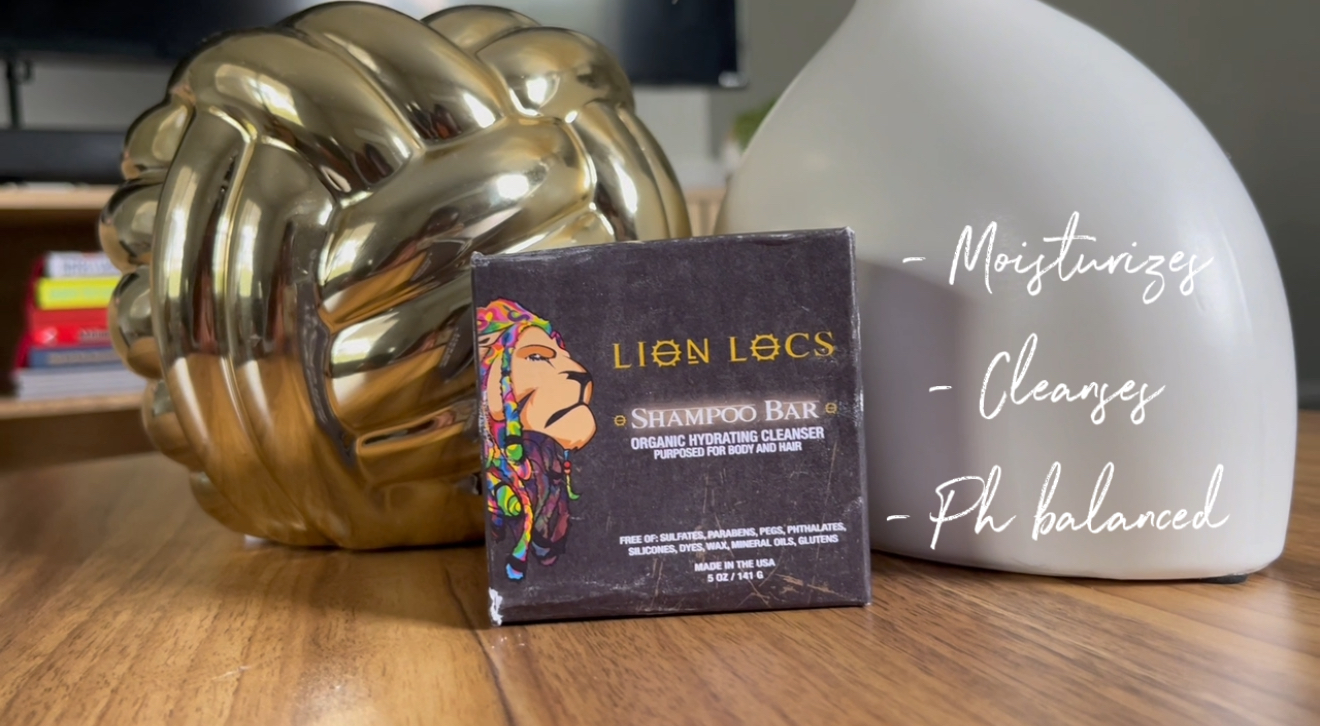 thumbnail video image 2 of Lion Locs Shampoo Bar & Conditioner - Works for All Hair Types - Dreadlocks, Microlocs, Sisterlocks, Wicks, Brotherlocks, Braids | Build Up & Residue Free (5oz), 2 of 9