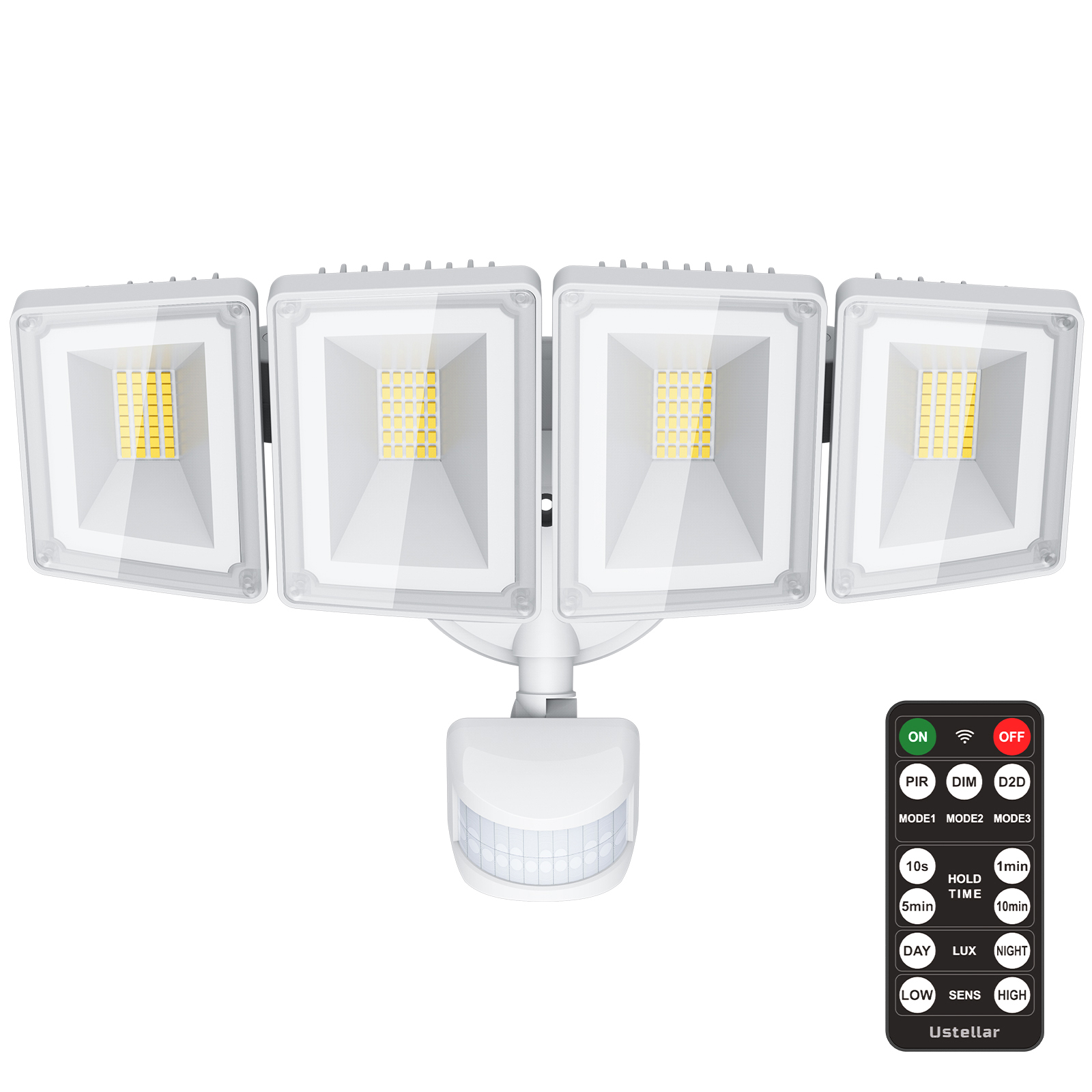 thumbnail video image 2 of USTELLAR 100W Motion Sensor Light Outdoor Remote Control, 10000LM Super Bright LED Flood Light Outdoor, Outdoor Security Light, 5000K White Motion Sensor Light For Yard Eave, 2 of 10