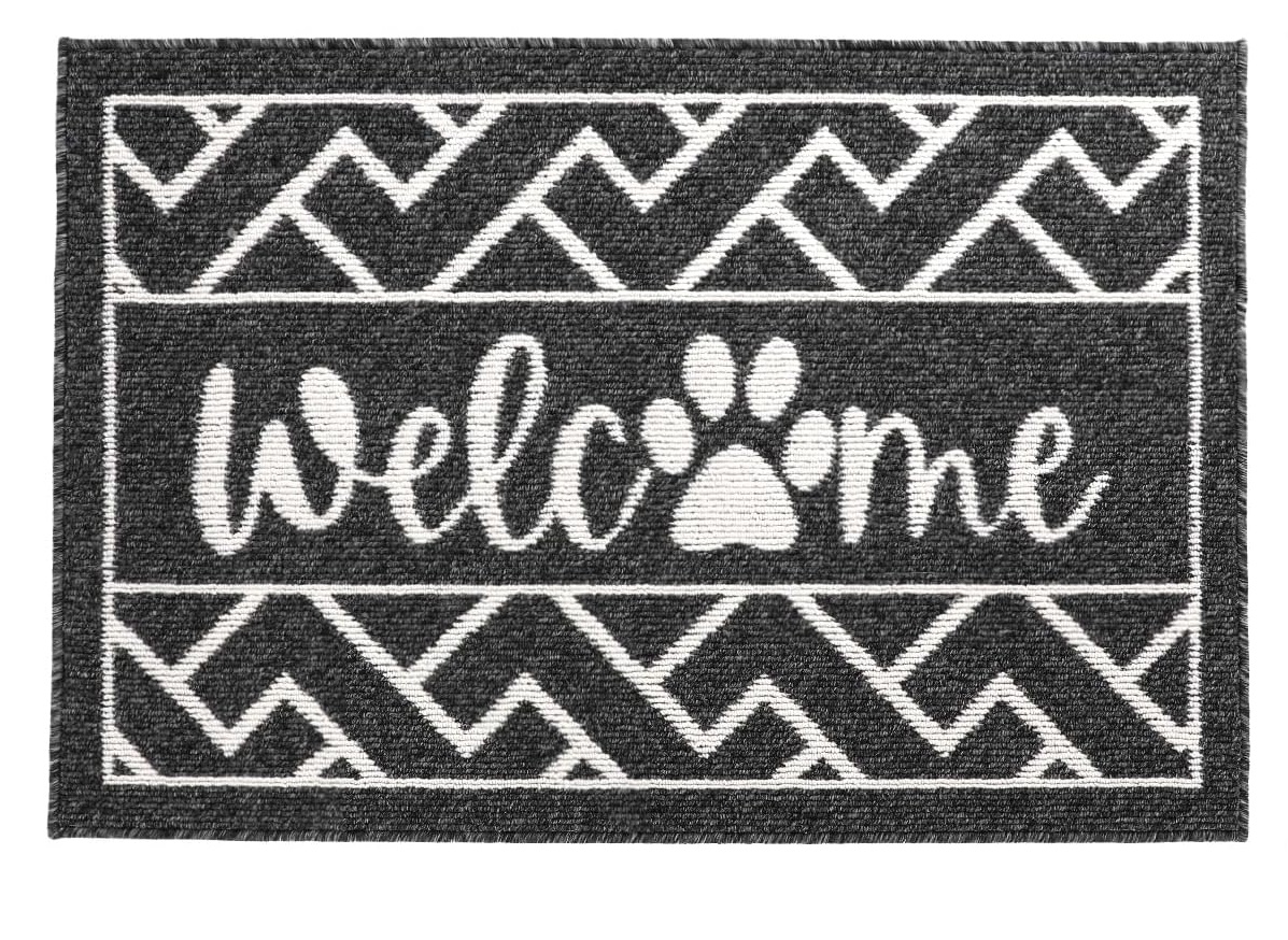 thumbnail video image 2 of Welcome Mat, Yamaziot 24"x36" Doormat for Indoor Outdoor, Non Slip Porch Door Mat, Absorbent Floor Entryway Rug Carpet, Black, 2 of 9