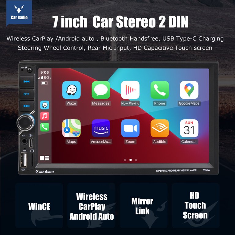 IFreGo Autoradio 7 Pouces 2 Din Avec CarPlay Android Auto, Bluetooth, Mirror Link, Caméra Recul - Radio Voiture FM