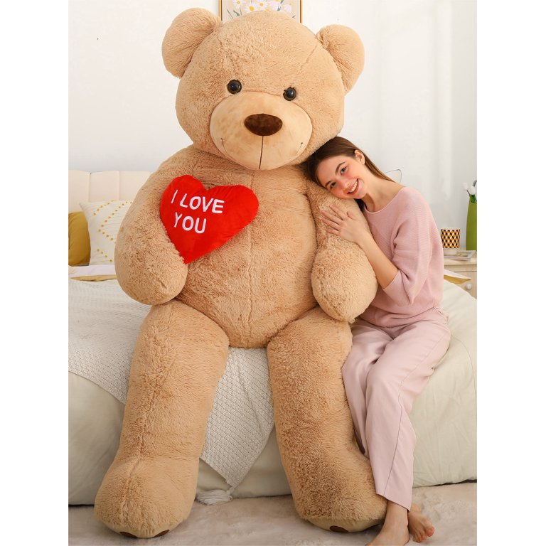 MorisMos 6ft Giant Teddy Bear Stuffed Animal with 'I Love You' Red