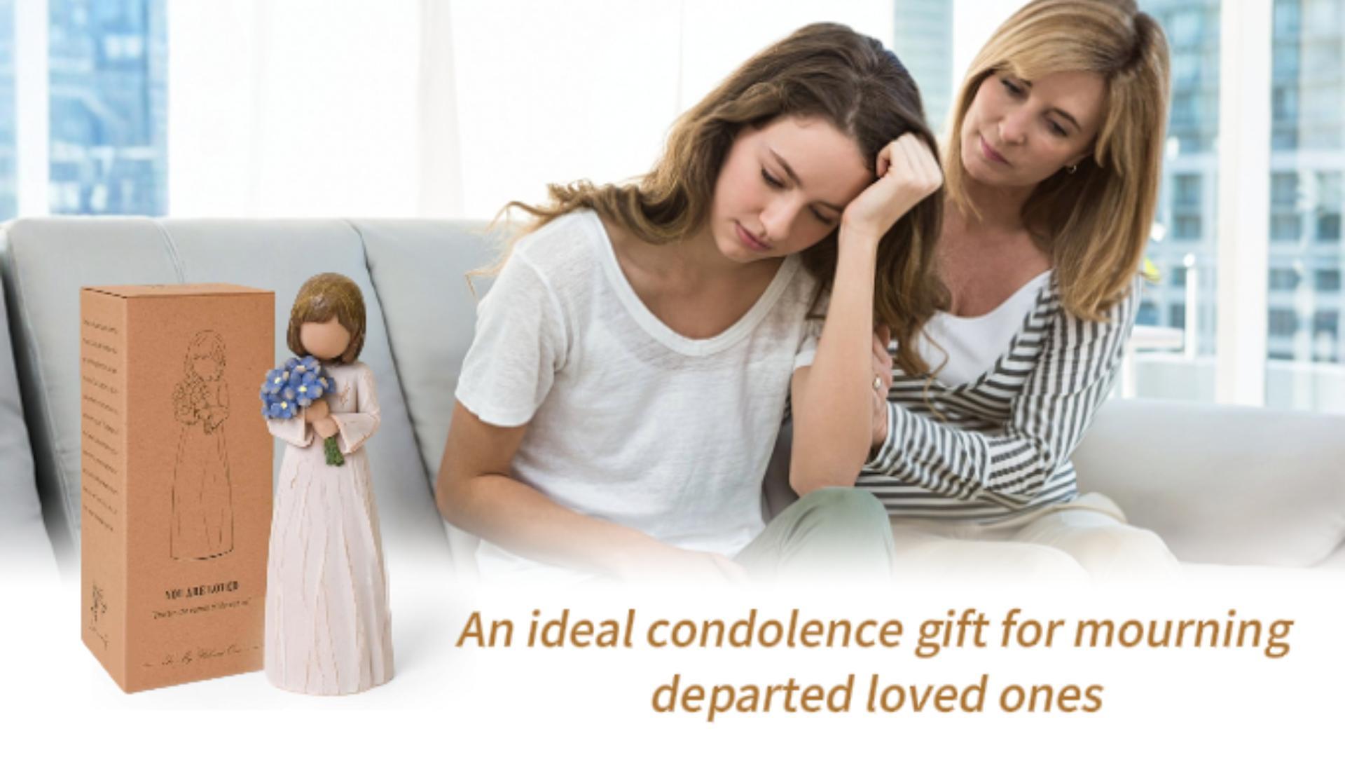 thumbnail video image 2 of thovorrnl Sympathy Gifts for Loss of Loved One, Forget Me Not Home Decor Figurine, Healing Accent Ornament, Memorial Gift for Grandma, Mom, Aunt, 2 of 9