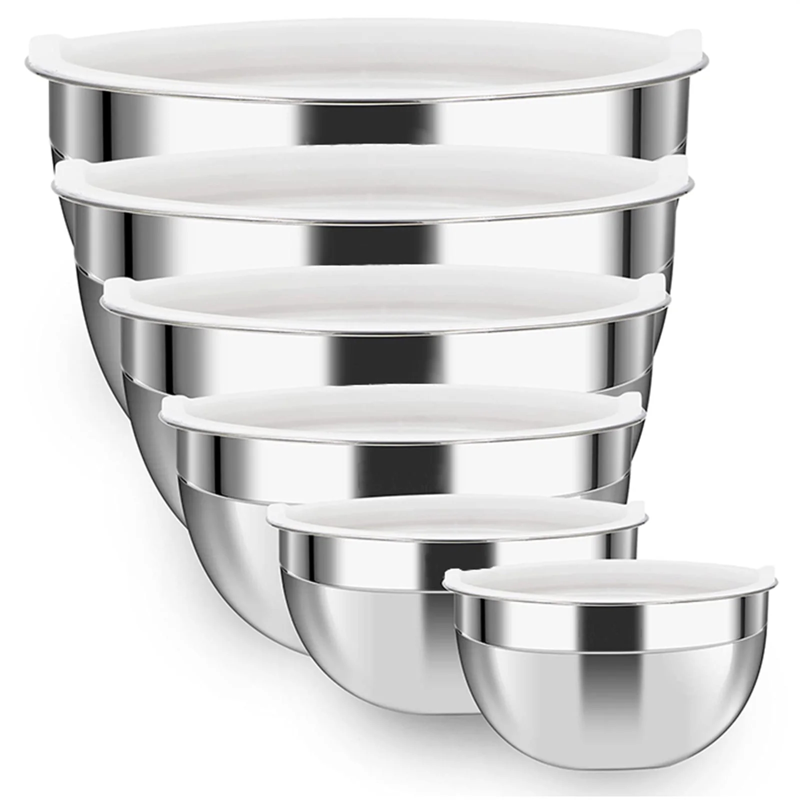 WhiteRhino Stainless Steel Mixing Bowls Set with Lids, 6 Sizes