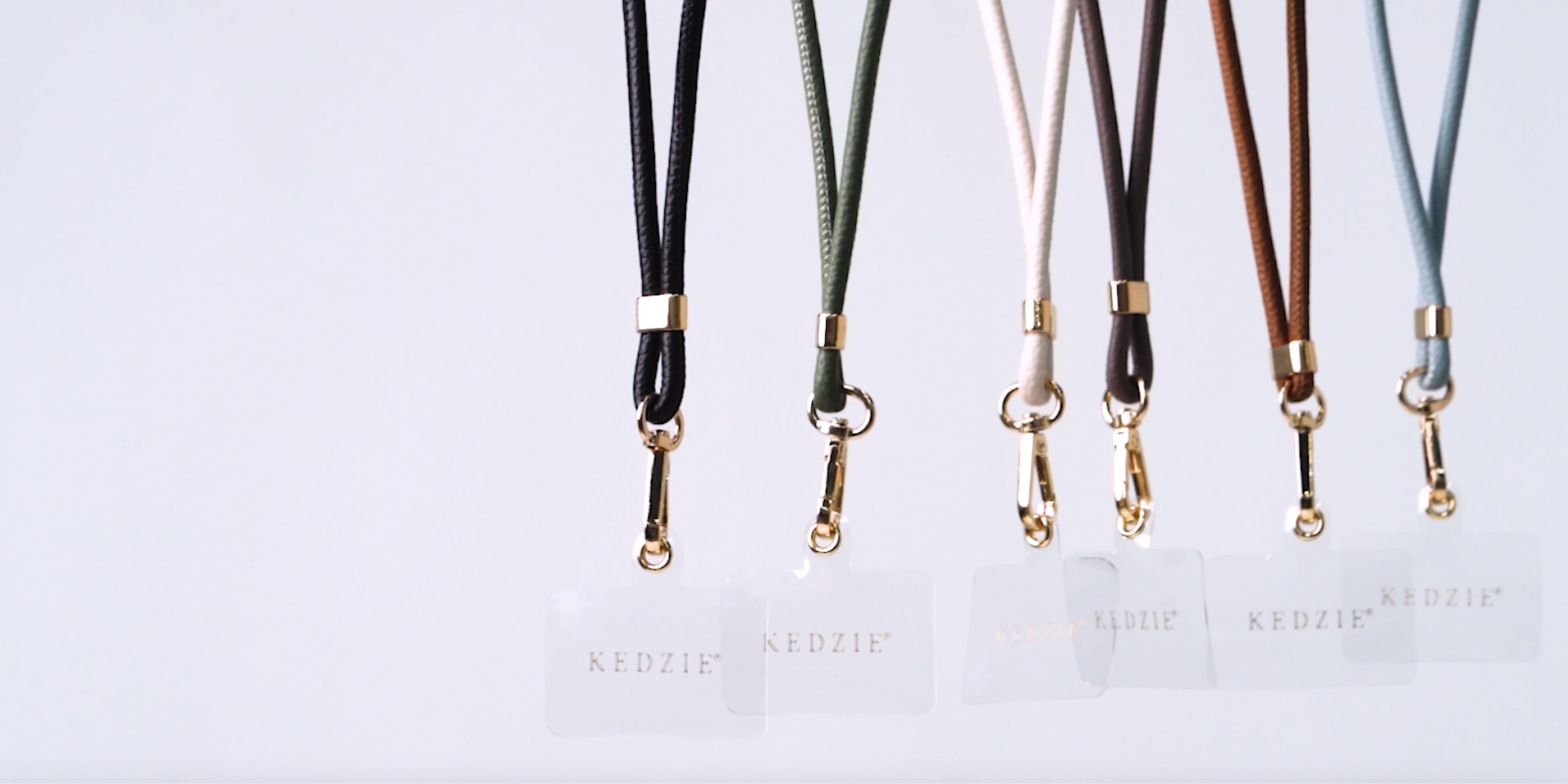 thumbnail video image 2 of Kedzie Vegan Leather Universal Smartphone Lanyard Set with Adjustable Sliders Bone, 2 of 8