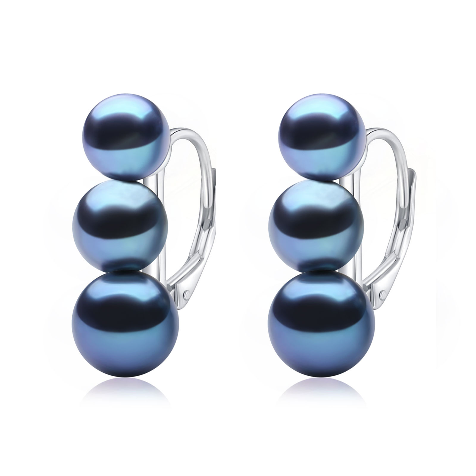 thumbnail video image 2 of Yami Huggie Style Black Pearl Earrings with 925 Sterling Silver Hypoallergenic Saltwater Cultured Pearls Mother's Day Jewelry Gifts for Women, 2 of 7