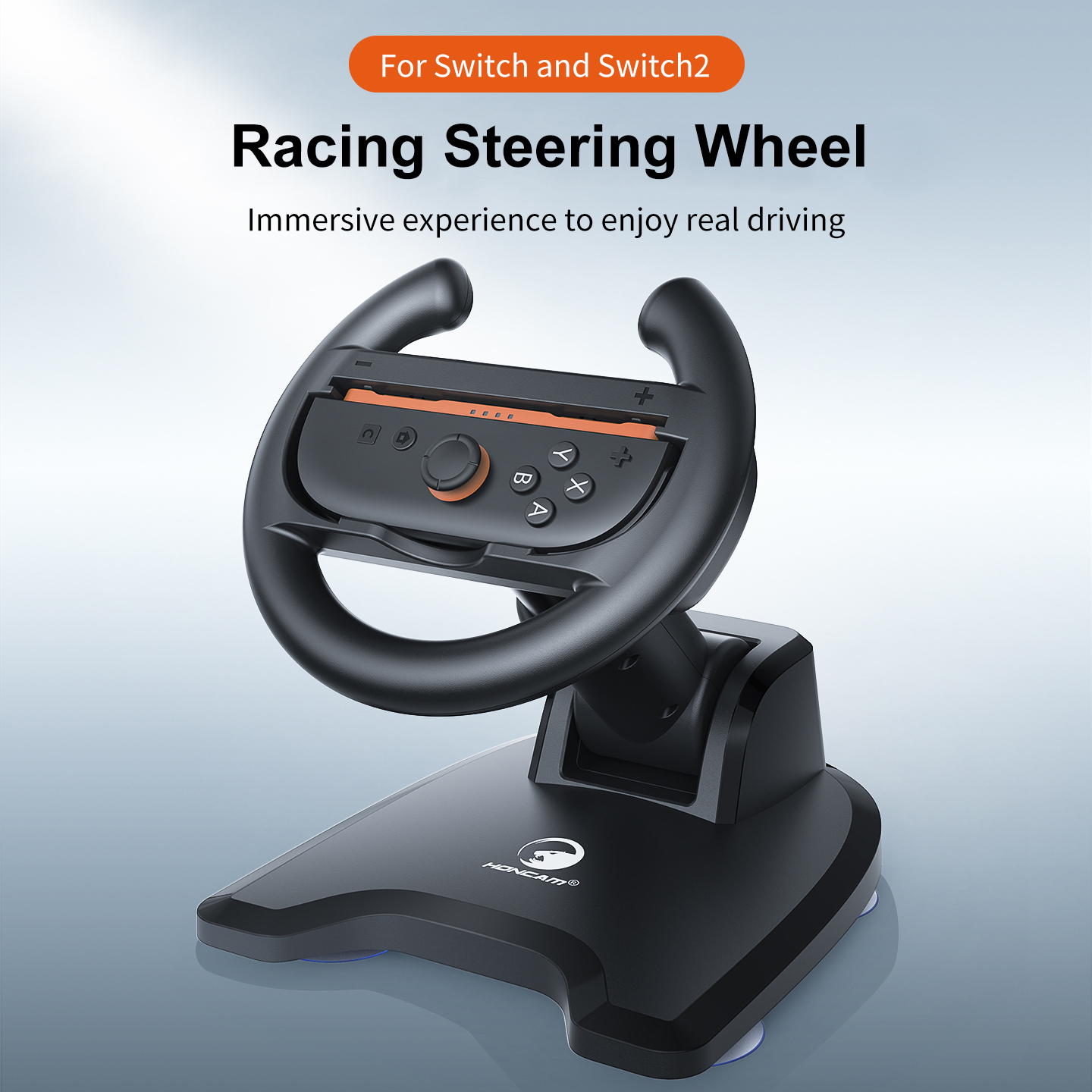 thumbnail video image 2 of Steering Wheel for Nintendo Switch/Switch 2, Racing Wheel Table Attachment with 4 Suction Cup for JoyCons, Enhanced Stability for Immersive Racing Games, 2 of 11