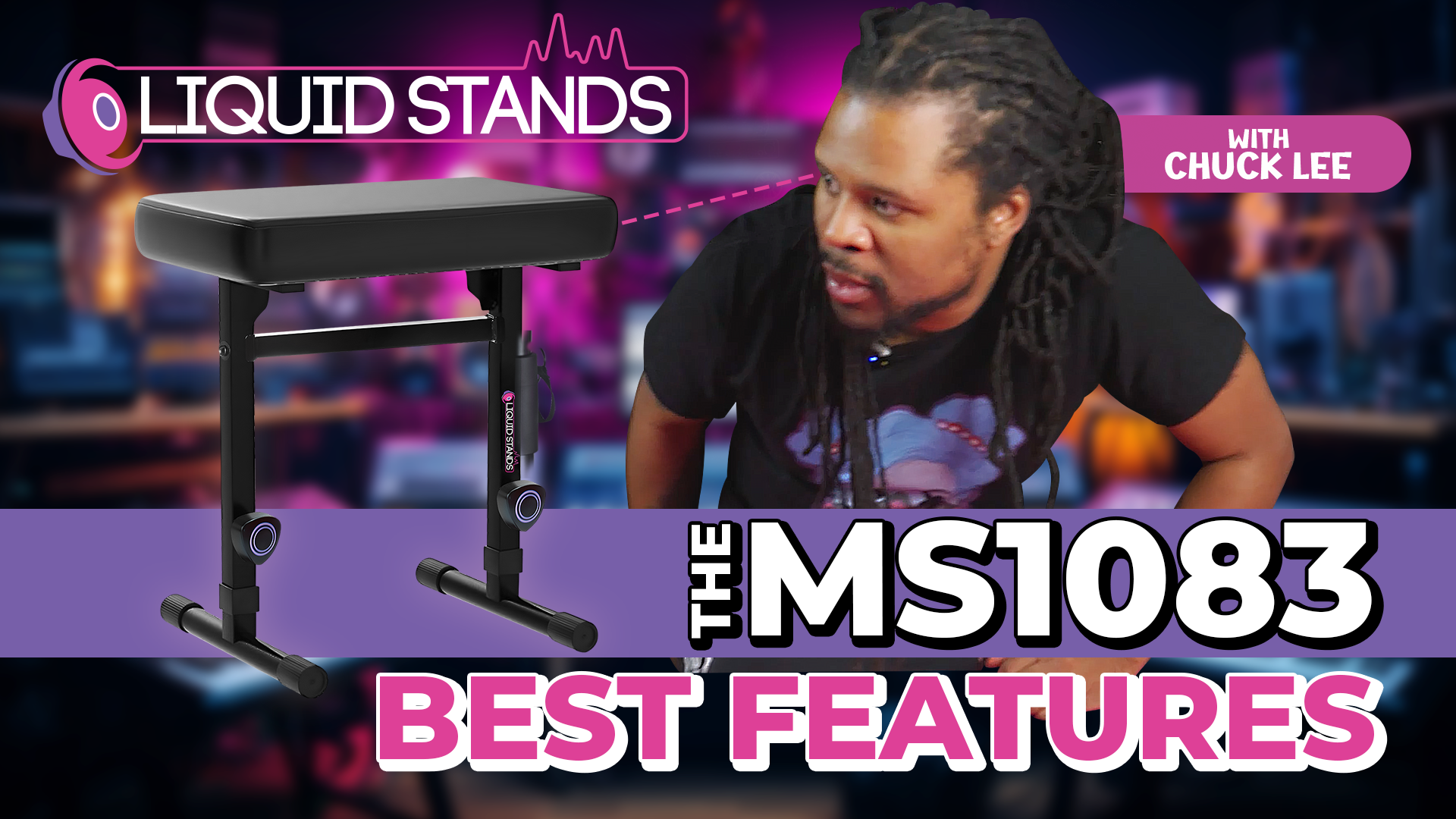 thumbnail video image 2 of Liquid Stands Piano Bench Adjustable Stool – Music Keyboard Bench Seat for Piano Keyboard Stand with Black Padded Cushion for Musicians Piano Stool Chair (PU Leather), 2 of 8