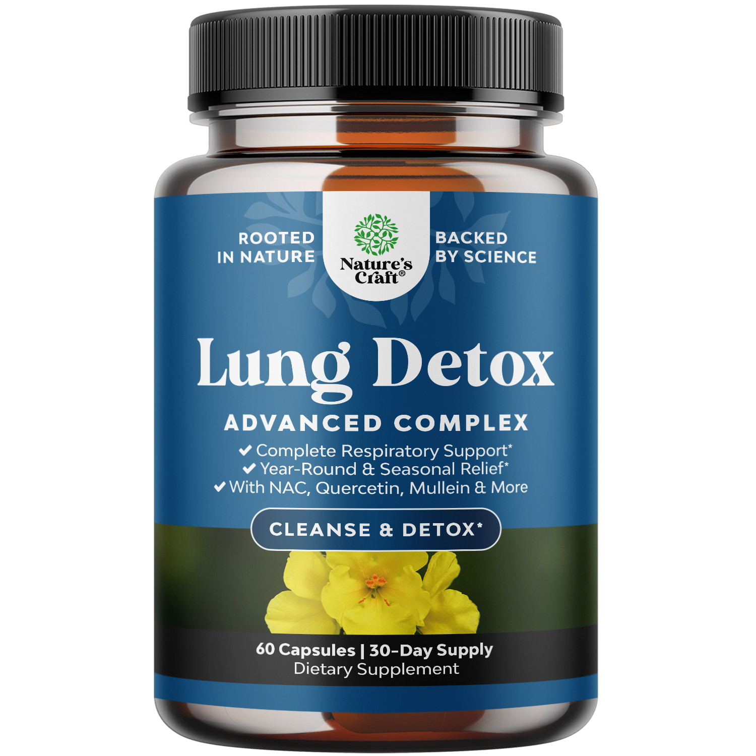 thumbnail video image 2 of Lung Detox Mullein Leaf Capsules - Purifying Mullein Leaf Herb Lung Cleanse Complex with NAC Quercetin & Cordyceps Extracts - for Sinus Immunity & Breathing Support, 2 of 9
