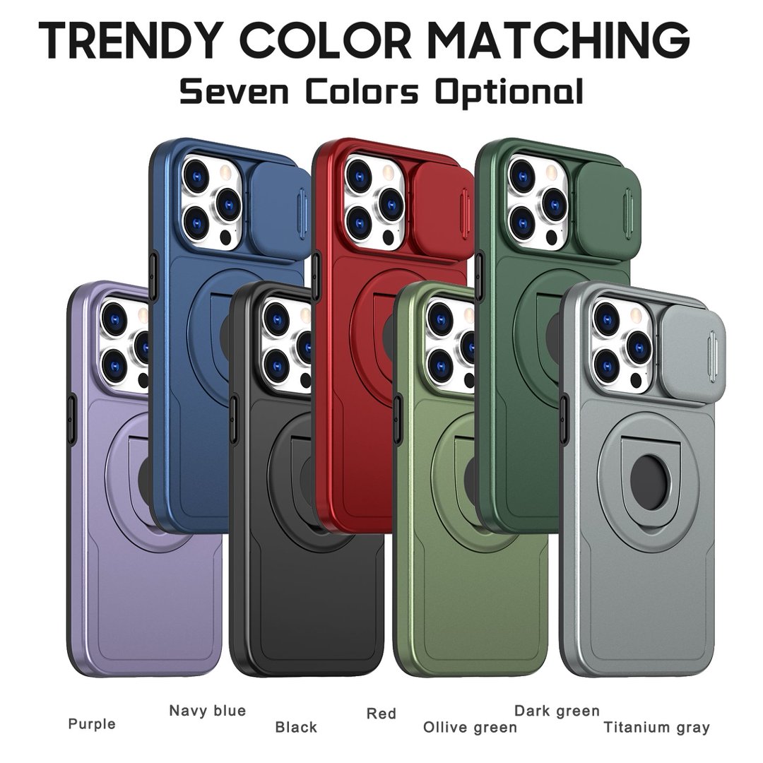 thumbnail video image 2 of Asuwish Camera Cover, Ring Holder Rugged Cell Phone Case with Tempered Glass Screen Protector for iPhone 13/14/16E, Purple, 2 of 8