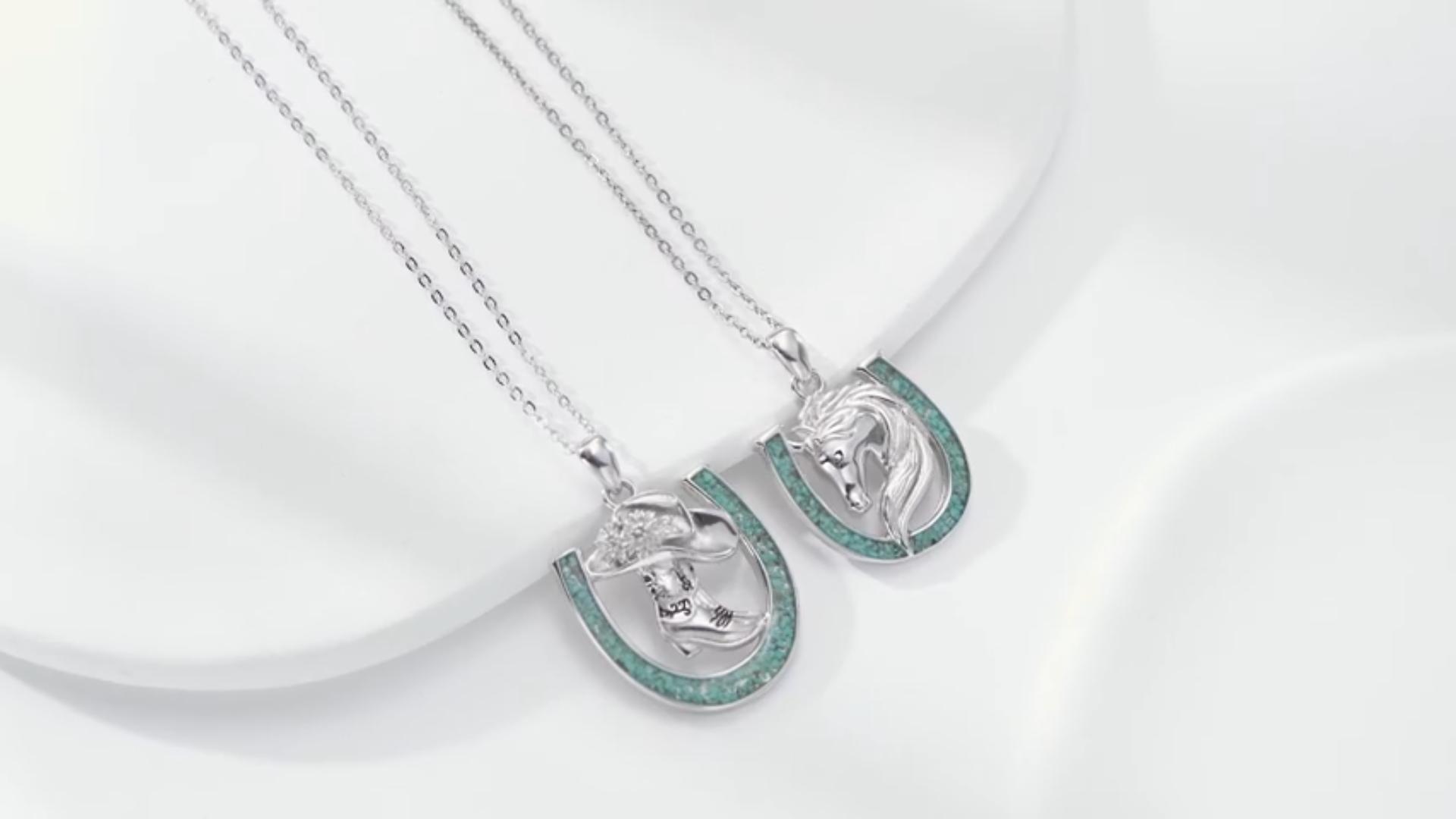 thumbnail video image 2 of Coachuhhar Western Cowboy Necklace 925 Sterling Silver Horse Head and Horseshoe Pendant Western Jewelry Cowgirl Gifts for Women Girlfriend Cowboy Cowgirl, 2 of 8