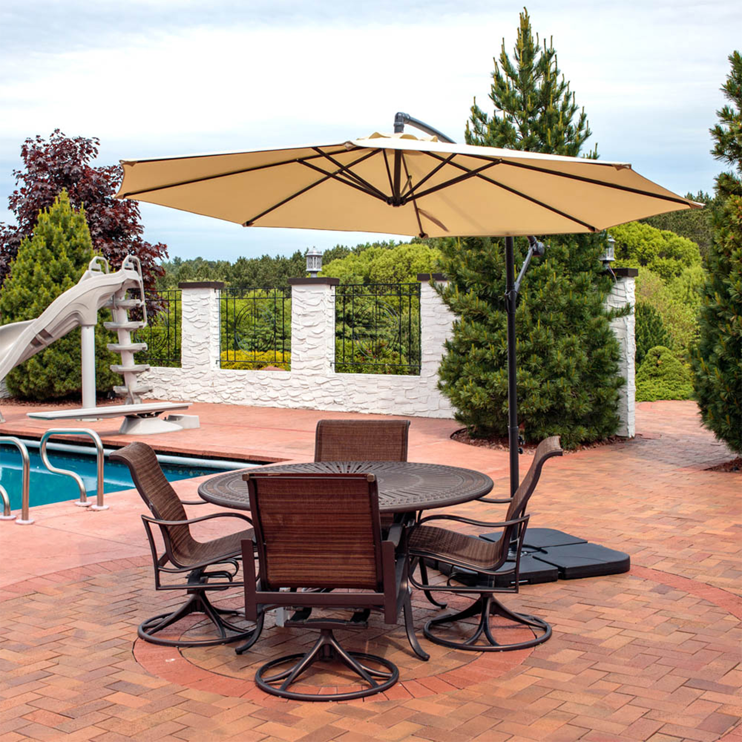 costco large patio umbrellas SunVilla 13ft. Round 3-Tier Cantilever Umbrella