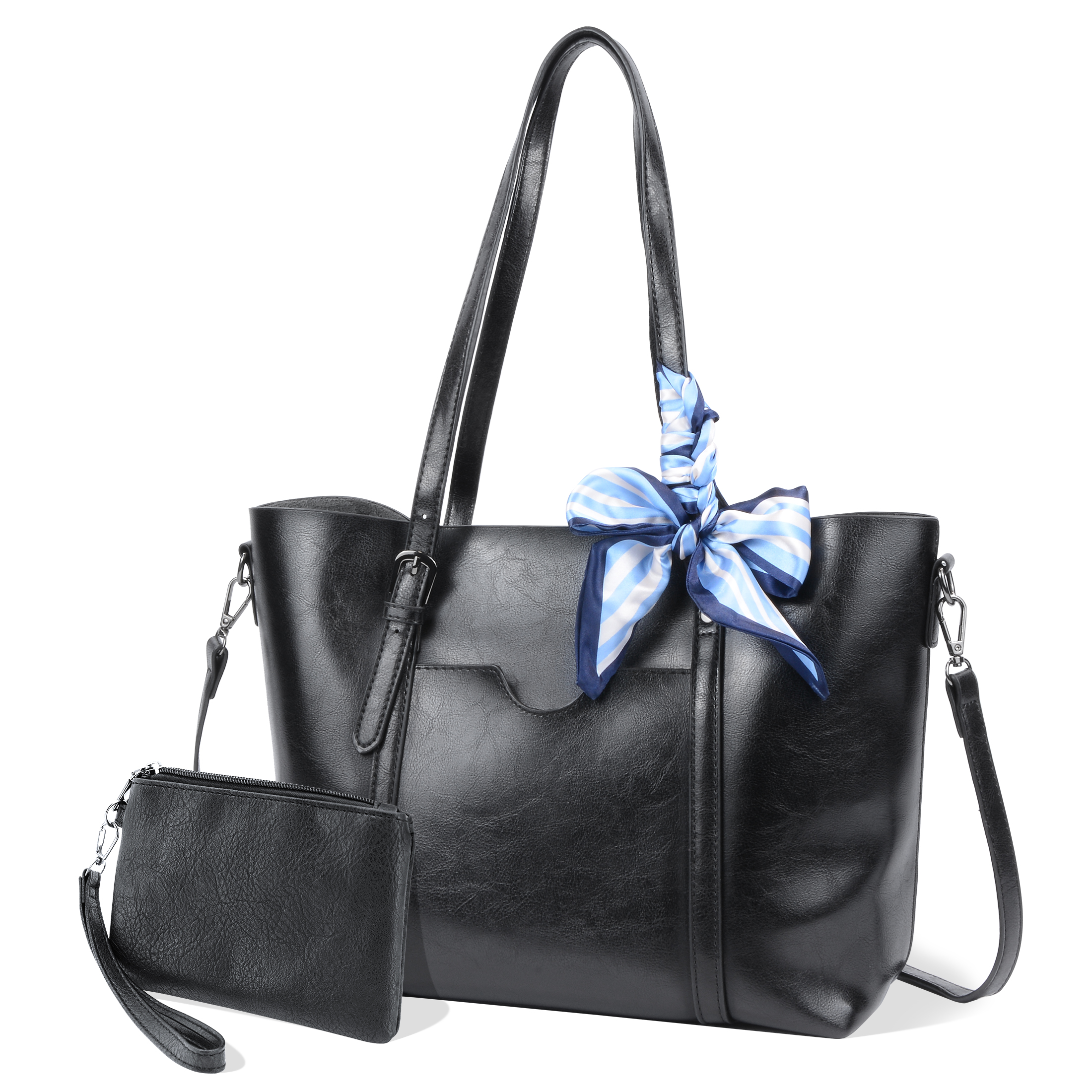 thumbnail video image 2 of Derstuewe Handbags for Women, Tote Bag Vegan Leather Purses and Shoulder Bag for Work, Casual, Travel , Large Brown, 2 of 8