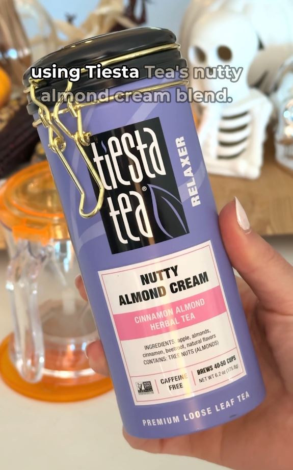 thumbnail video image 2 of Tiesta Tea - Nutty Almond Cream, Relaxer Loose Leaf Fruit Tea, Caffeine Free, GMO-Free, Make Hot or Iced Tea & Brews Up to 50 Cups - 6.2 Ounce Refillable Tin, 2 of 10