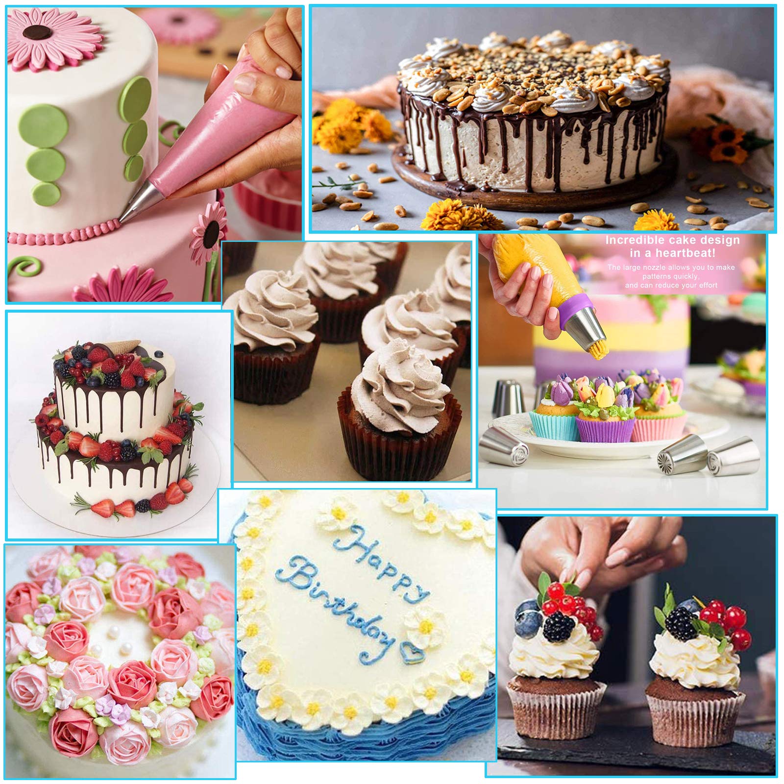 thumbnail video image 2 of 398PCS Professional Cake Decorating Kit - Baking Supplies Set with 3 Springform Pans, Turntable, 48 Piping Tips, 4 Russian Nozzles & Fondant Tools for Beginners, 2 of 8