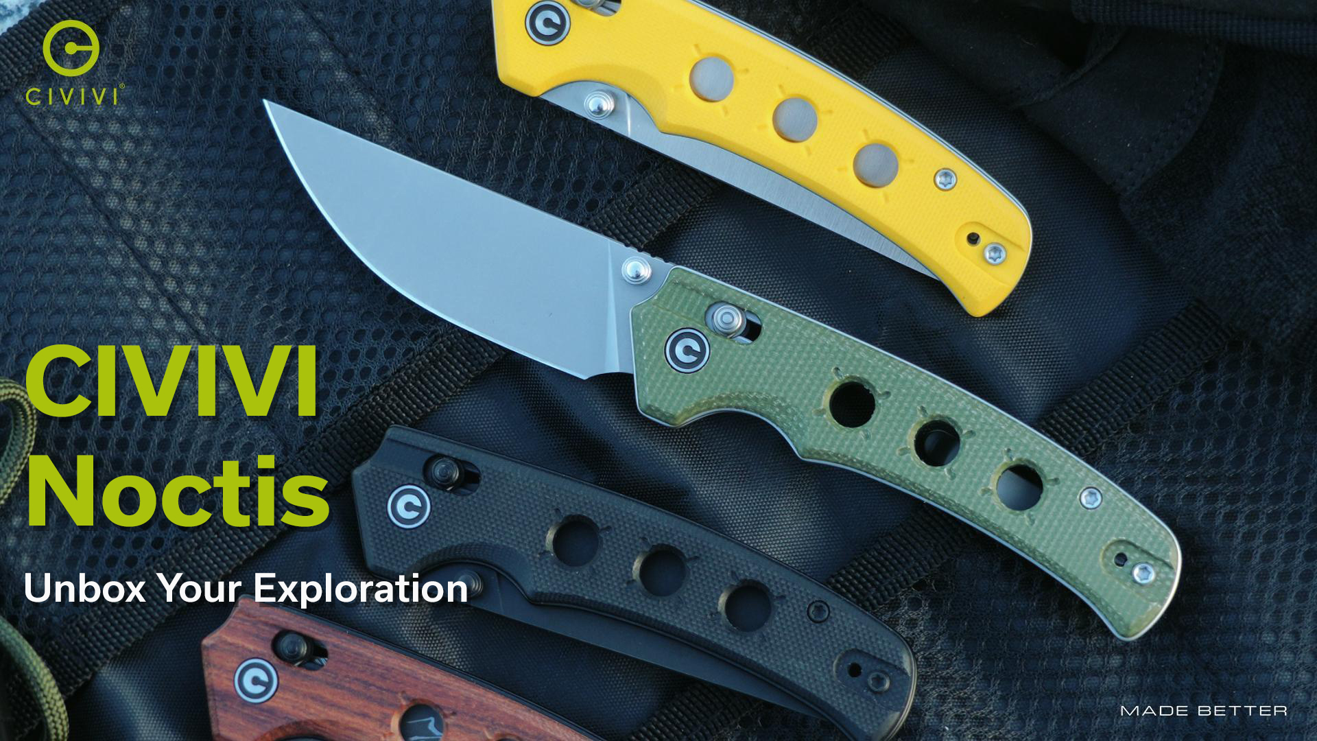 thumbnail video image 2 of CIVIVI Knives Noctis Crossbar Lock Green Canvas Micarta & Nitro-V Stainless Steel Pocket Knife C24020C-3, 2 of 8