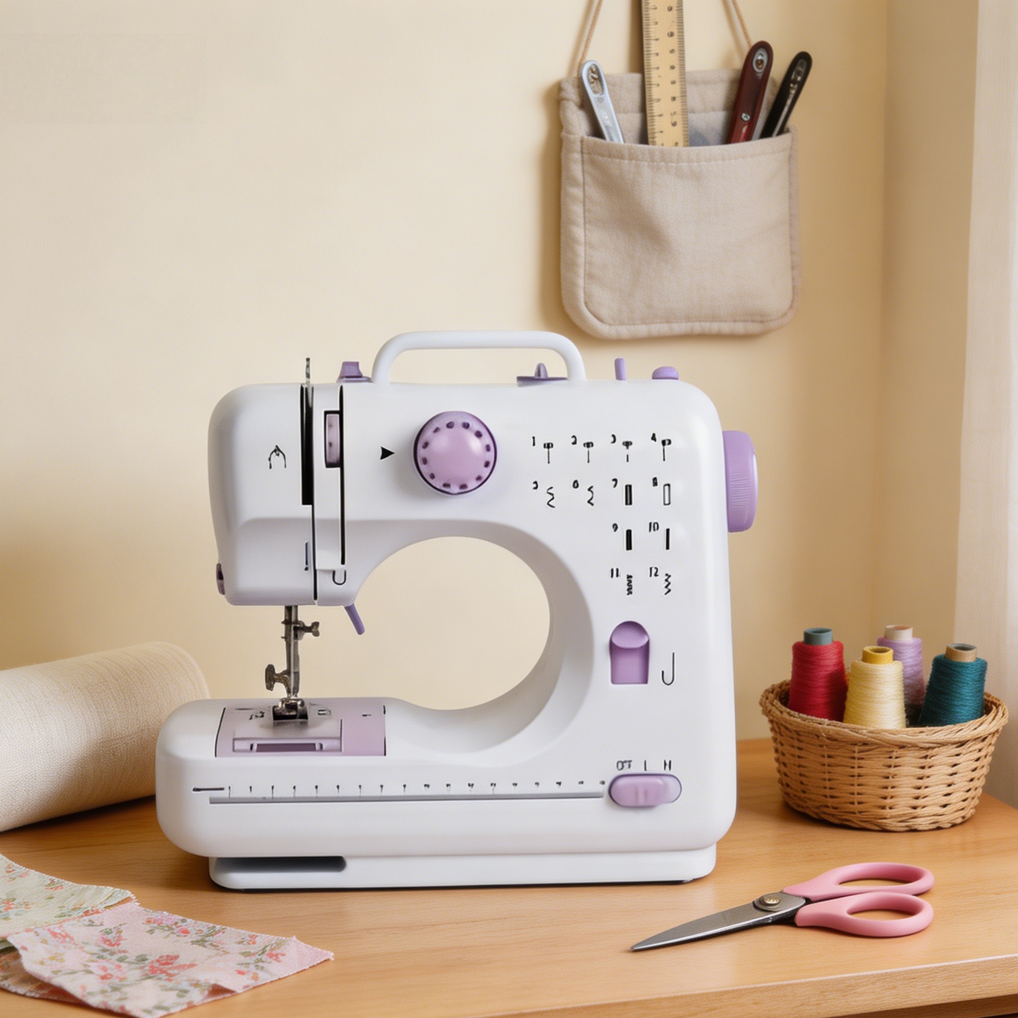 thumbnail video image 2 of For Home Sewing Machine Electric, Built-In 12 Needles, Overlock Function, Button Sewing And Thread Winding, Light Purple, Sewing Additions, Suitable for Home, School, Daily Sew, 2 of 9