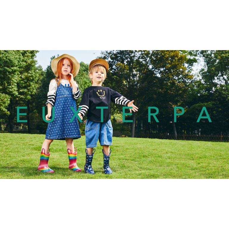 EUXTERPA Girls Light Up Glitter Rain Boots, Toddler Kids with Easy