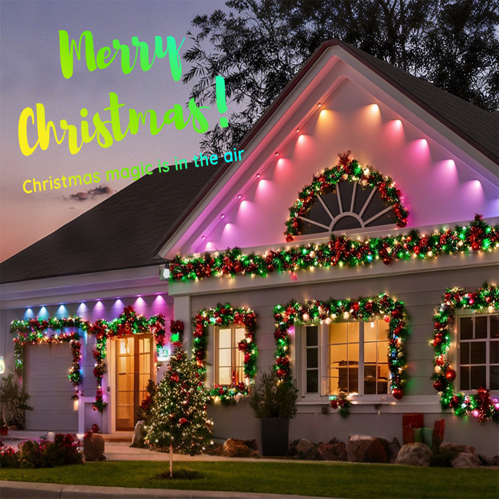 thumbnail video image 2 of Eaves Lights Smart RGB Permanent Outdoor Lights DIY Colors Waterproof Eaves Lighting for Christmas Halloween Holiday Daily Decor, 2 of 9