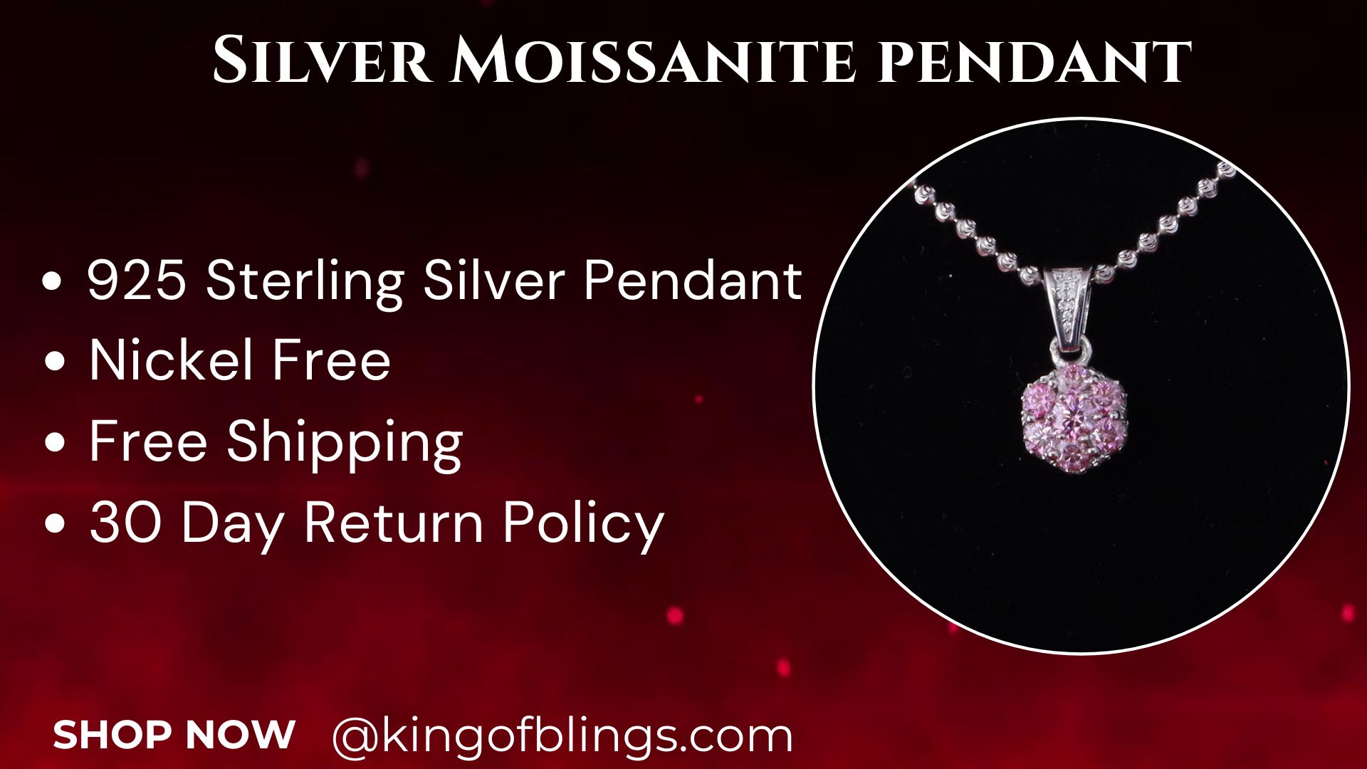 thumbnail video image 2 of King of Bling's Women's 925 Silver 1.50ct VVS D Pink & White Moissanite 7 Stone floral 3D Pendant, 2 of 14