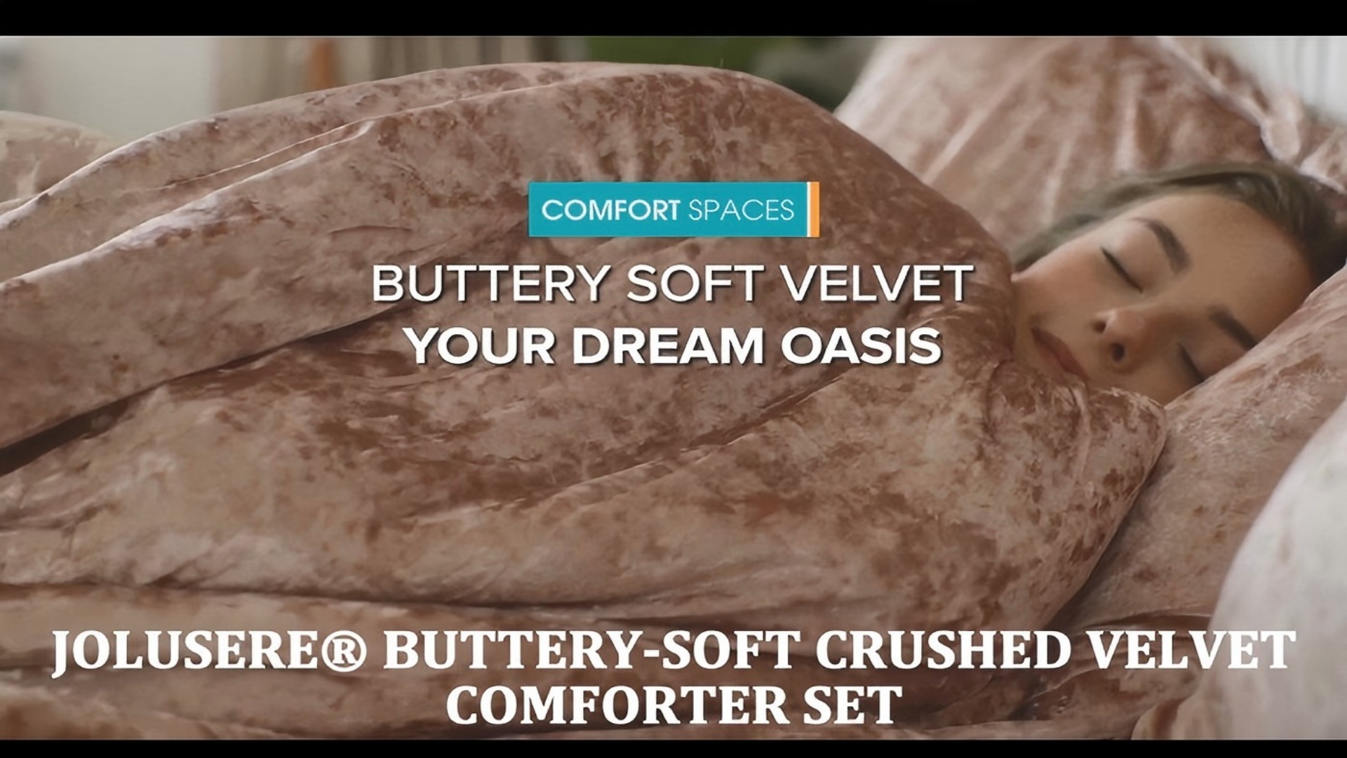 thumbnail video image 2 of JOLUSERE Cozy Velvet Comforter King Set，Luxury 3-Piece Winter Fluffy Shiny Flannel Warm Reversible Comforter Set, Shiny Pink, 2 of 10