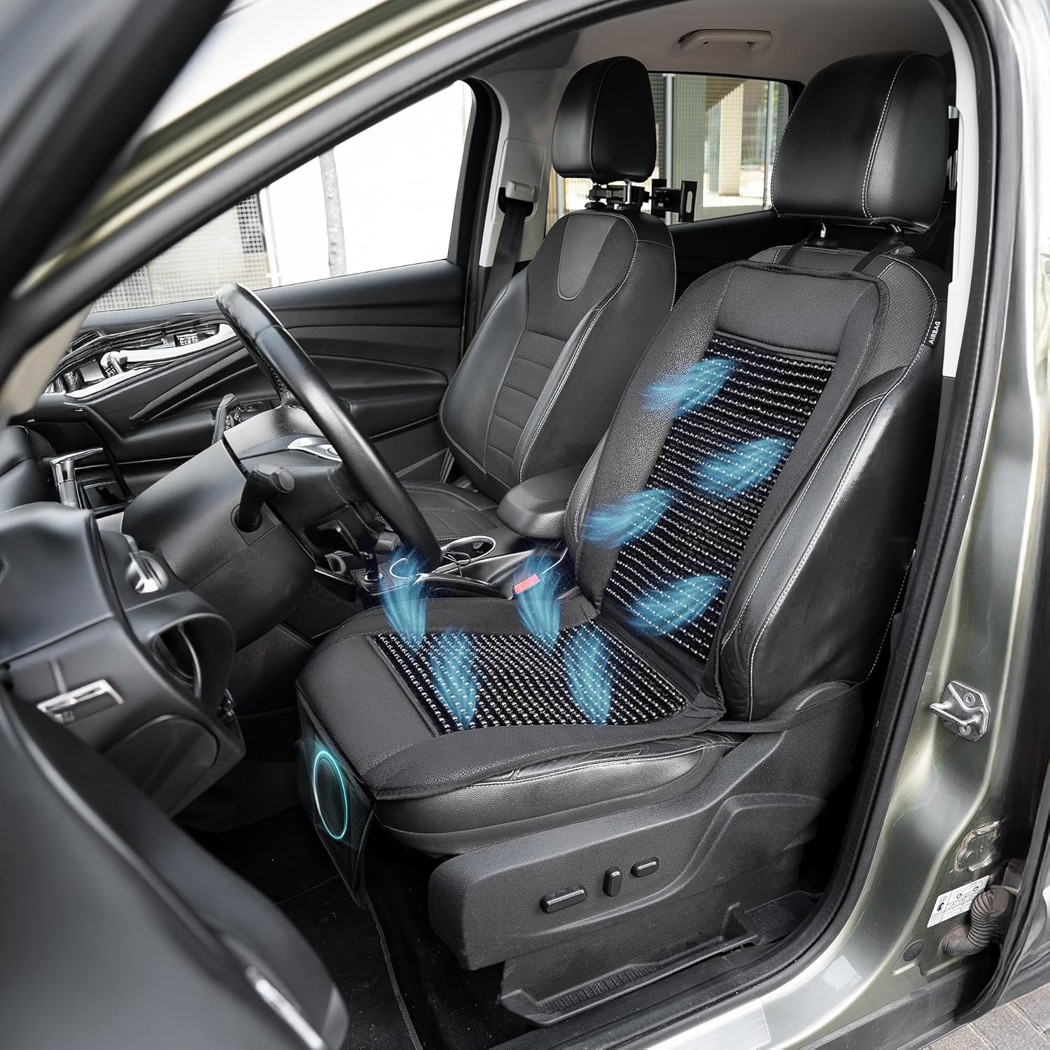 thumbnail video image 2 of Zone Tech Beaded Cooling Car Seat Cushion with Wooden Massage Beads - 12V Adjustable Temperature Cooling Pad, Breathable Summer Seat Cover, 2 of 9
