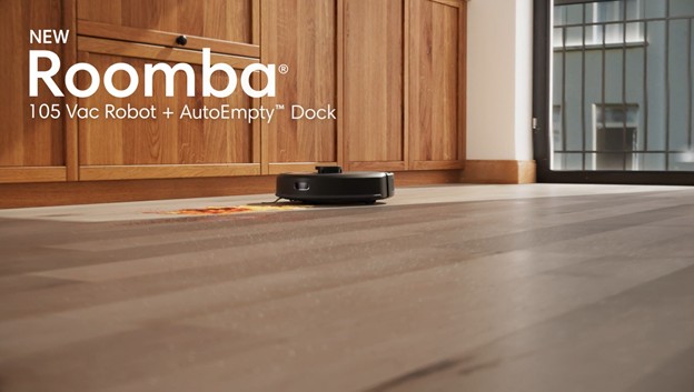 thumbnail video image 2 of iRobot Roomba 105 Vac Robot Vacuum with AutoEmpty Dock, 75 Days Self-Emptying , Carpet & Hard Floors, Intense Power-Lifting Suction, Avoids Mopping Carpets, LiDAR, Model# Q352020, 2 of 11
