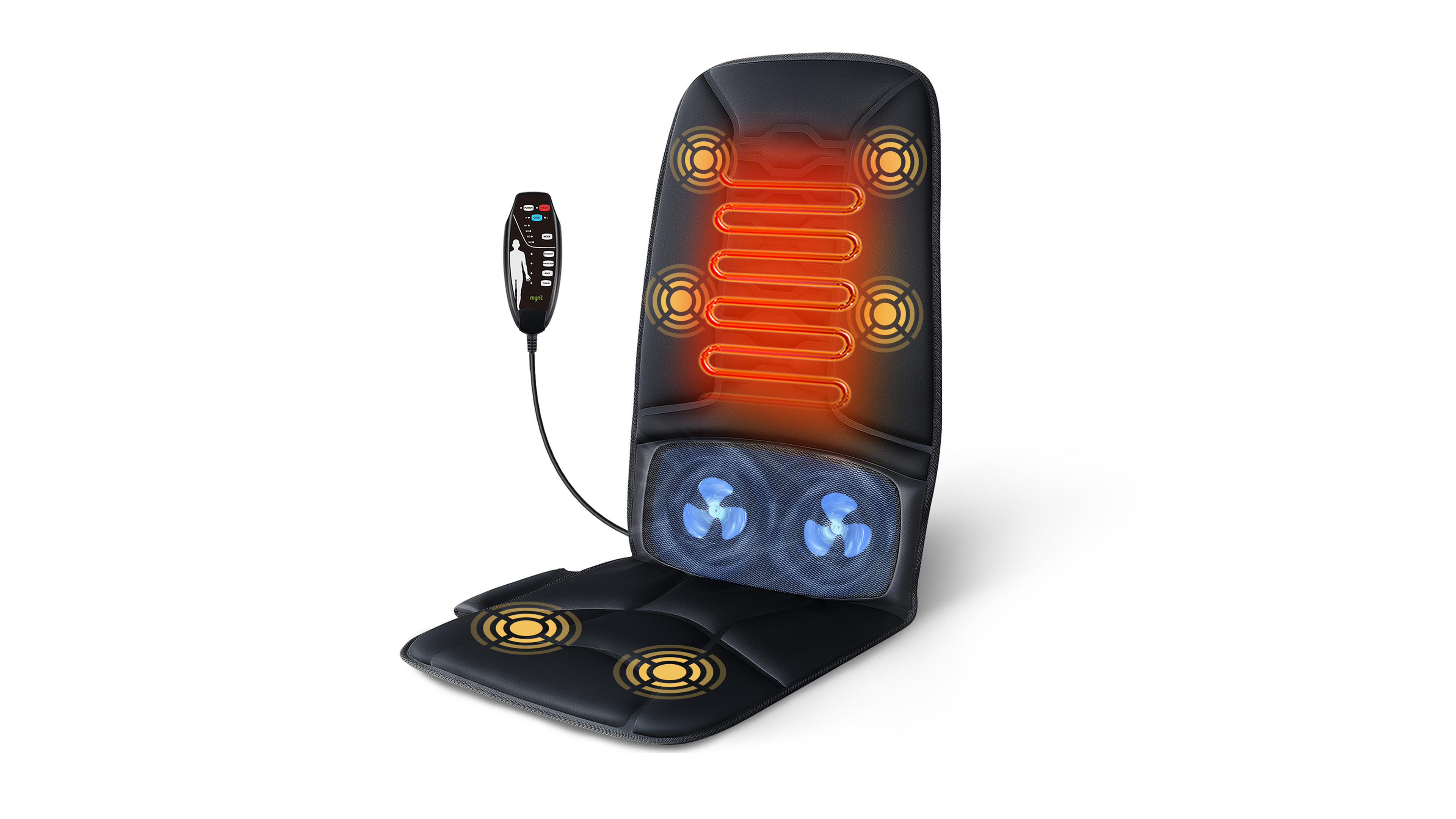 thumbnail video image 2 of Back Massager with Heat and Cool, Chair Massage Cushion with 6 Vibrating Motors  and 2 Fans for All Season, 2 of 12
