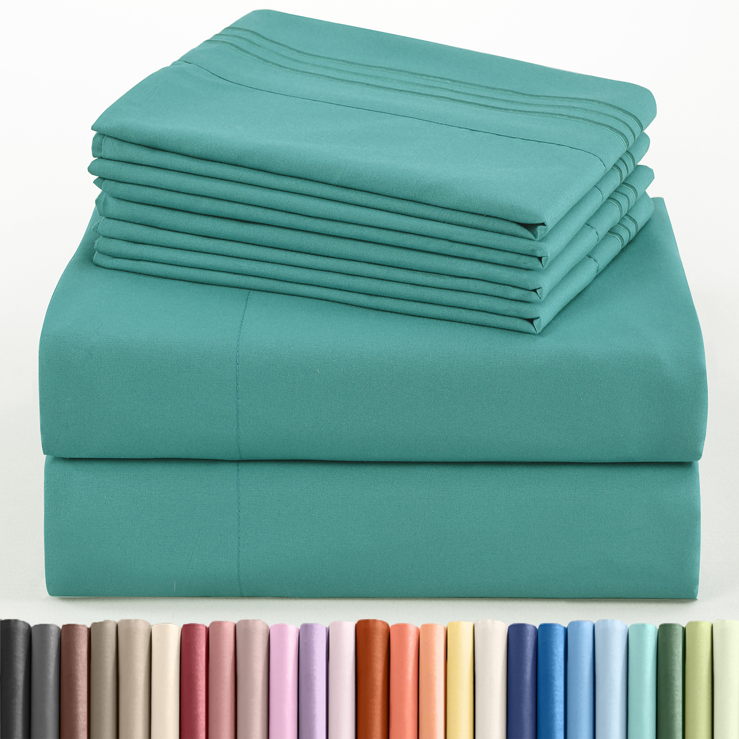 thumbnail video image 2 of 4/6 Piece Soft Bed Sheets Set Solid & Embroidery Bed Sheets Set All Season Hotel Luxury Bedding -18in Deep Pockets, 2 of 8