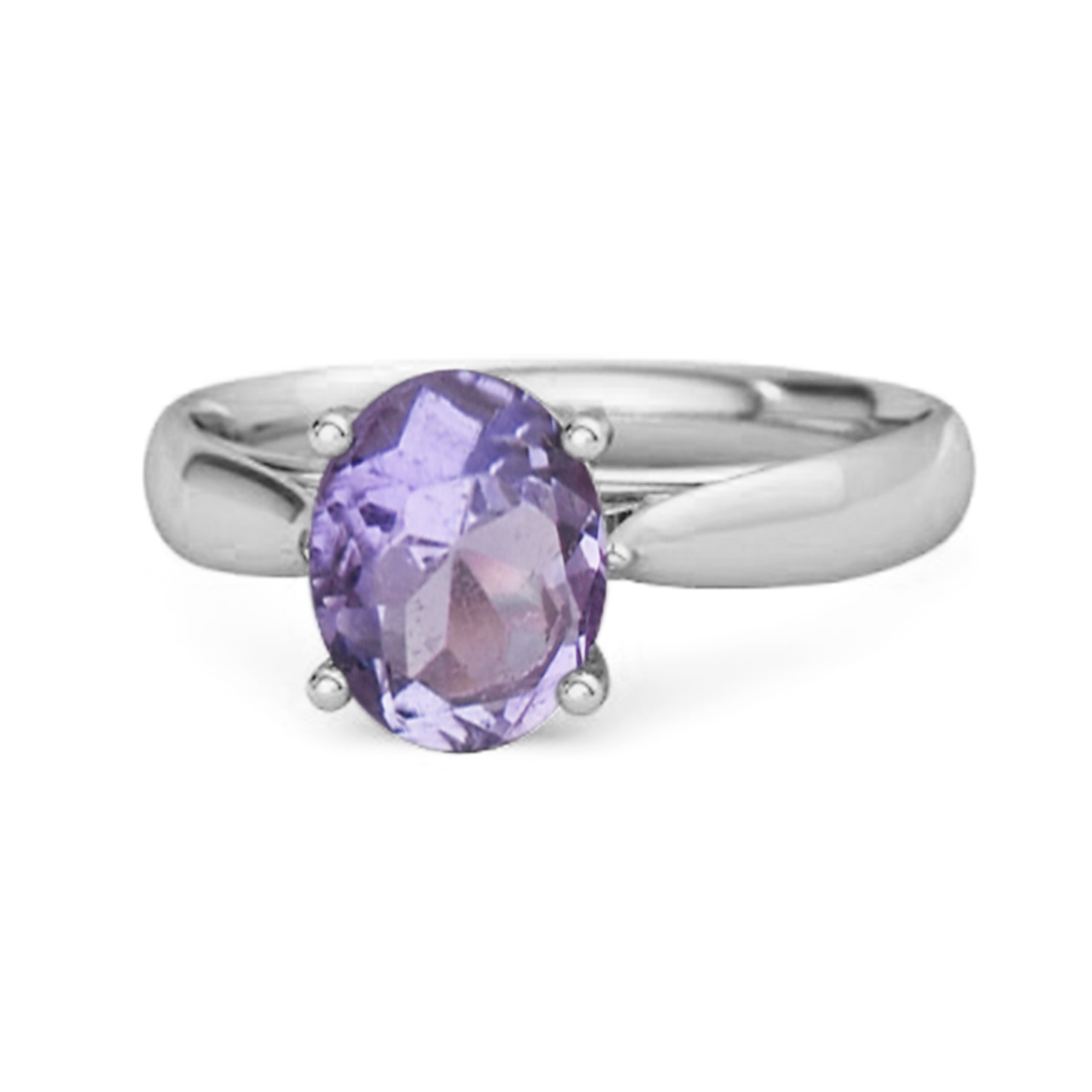 thumbnail video image 2 of Single Stone 1.50 Ctw Amethyst 925 Sterling Silver Stackable Women Valentines Day Gifts Ring, 2 of 4