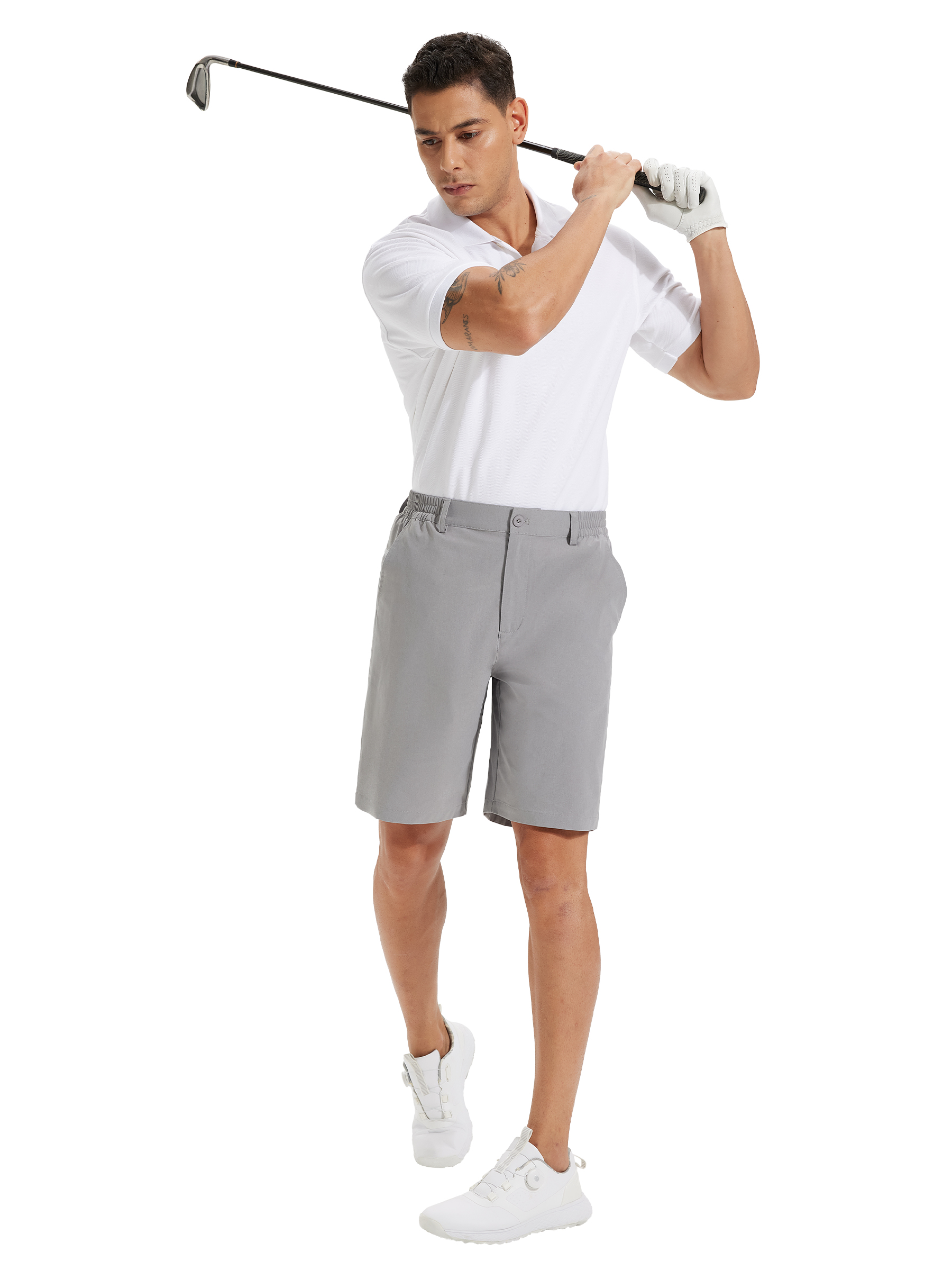 thumbnail video image 2 of NEIKU Men's Casual Shorts 9" Lightweight Golf Shorts for Men Stretch with 3 Pockets Quick Dry Breathable Work Shorts Khaki S, 2 of 8