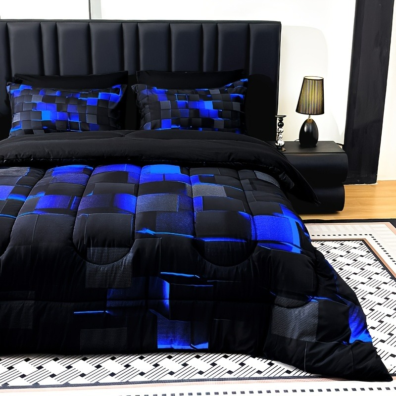 thumbnail video image 2 of Geometric Comforter Set Full Size Bedding Set, 3PCS Geometry Bed Set Modern Quilt Set 1 Comforter 2 Pillowcases for Room Decor All Season, 2 of 10