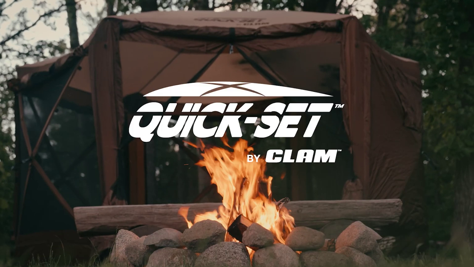 thumbnail video image 2 of CLAM Quick-Set Apex 8 x 8 Ft Portable Outdoor A-Frame Camping Tent, Brown, 2 of 12