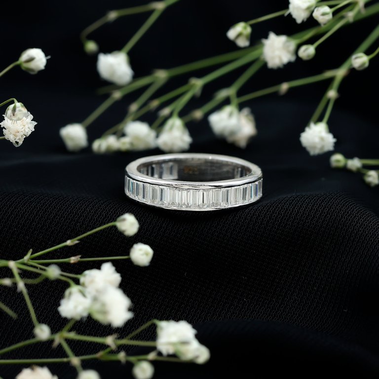 Rosec Jewels Certified Baguette Moissanite Half Eternity Band
