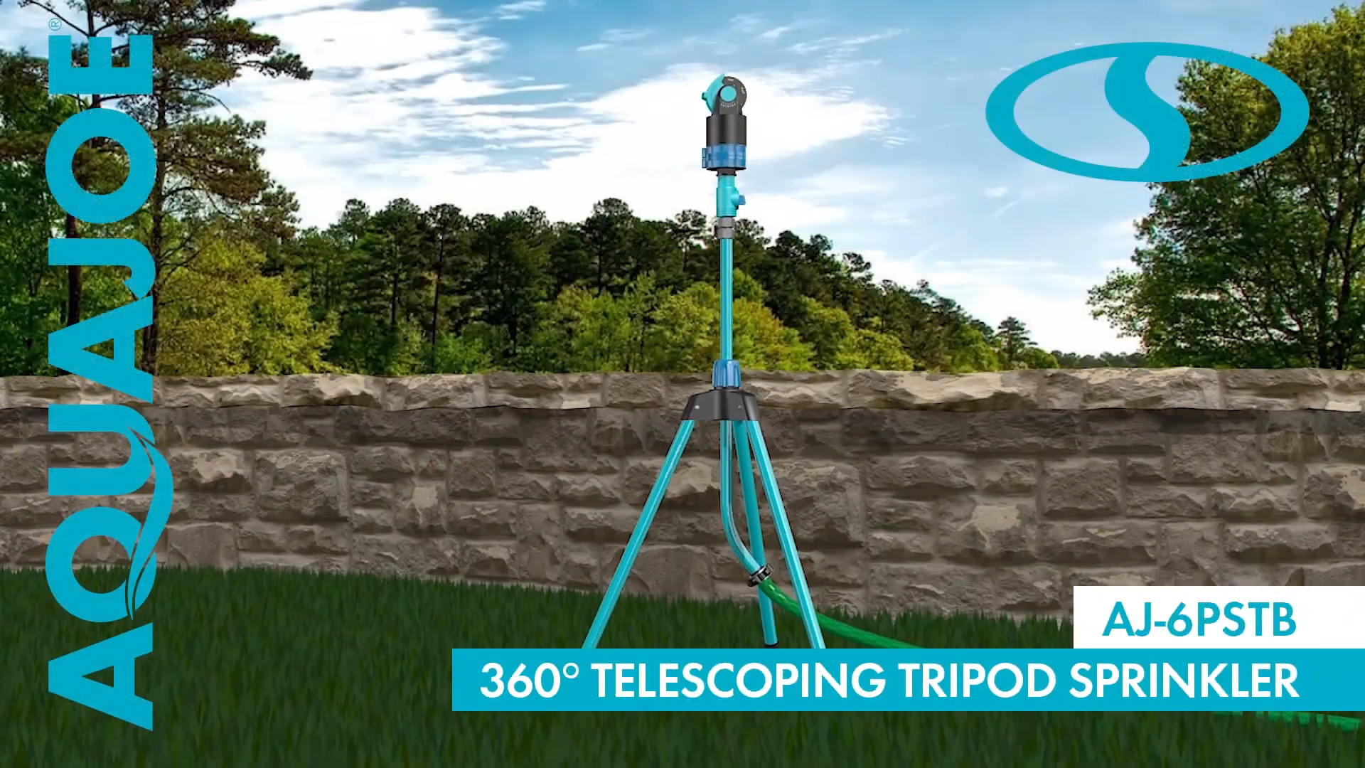 thumbnail video image 2 of Aqua Joe Adjustable Metal Tripod Sprinkler Mister, 6 Patterns, Telescoping, AJ-6PSTB-MAX, 2 of 14