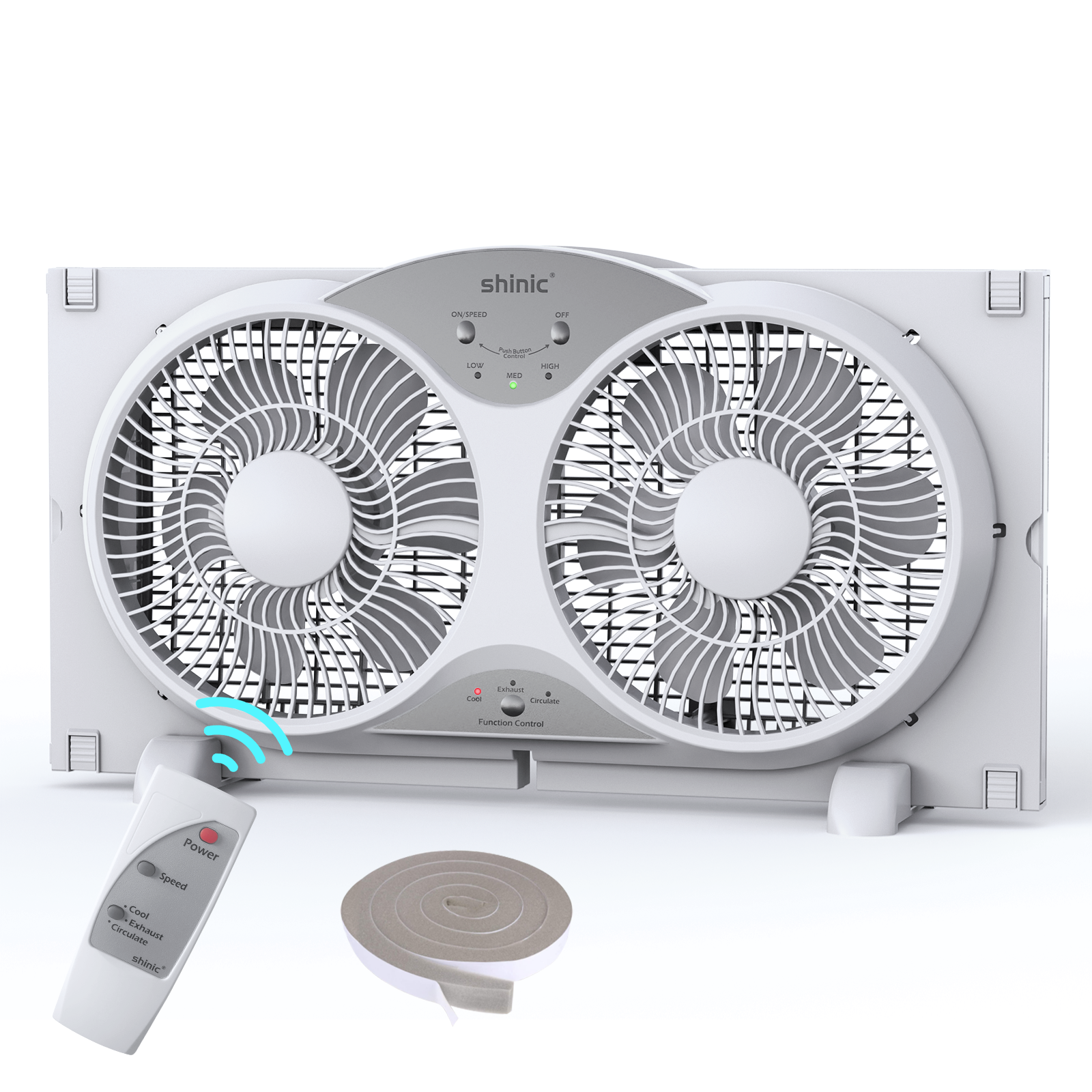 thumbnail video image 2 of Shinic 9" Twin Window Fan with Remote Control, Reversible Airflow, 3 Speeds, Expandable Panels from 24" to 37", ETL Certified, 2 of 8