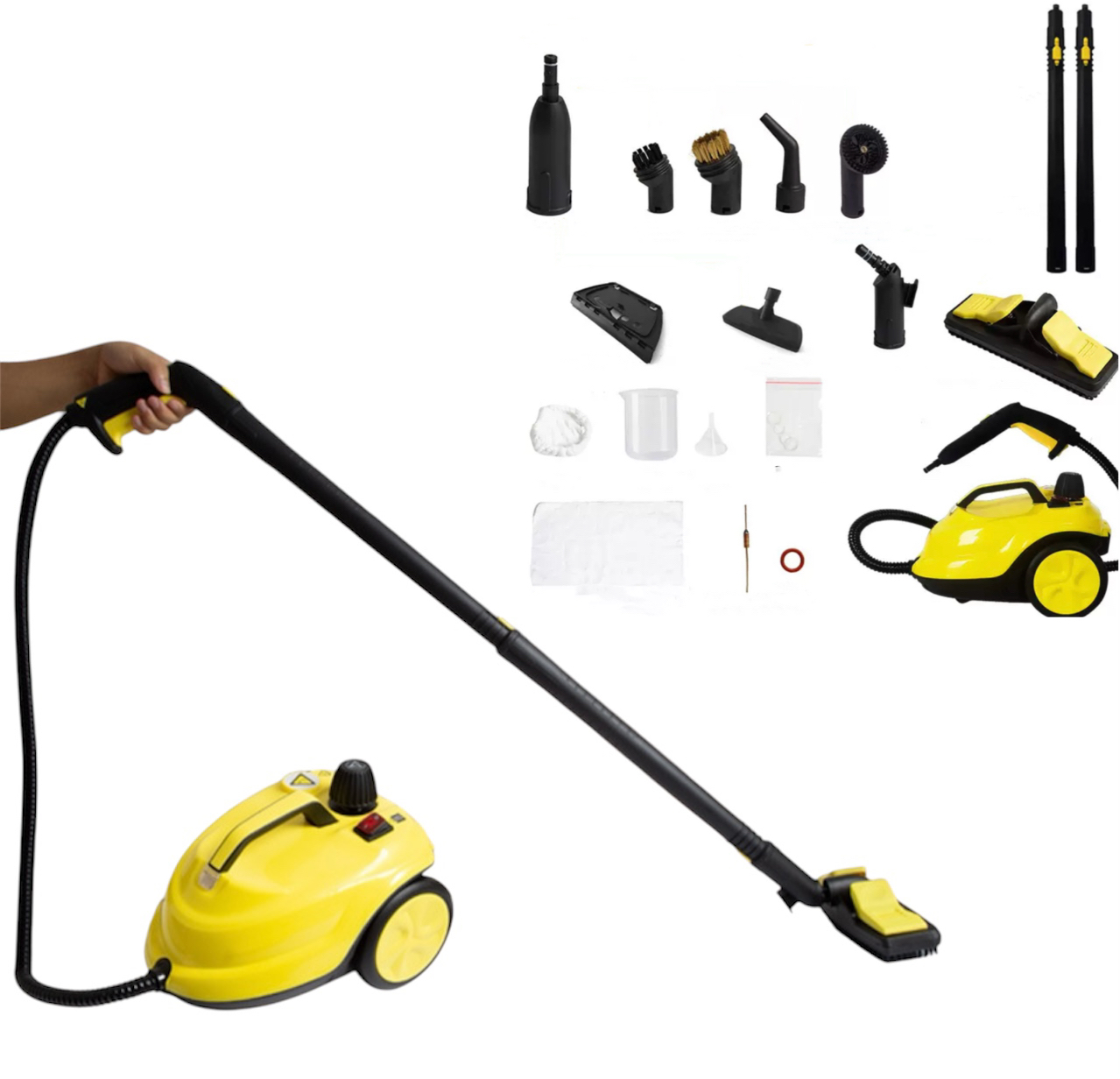 thumbnail video image 2 of Steam Cleaner, 2-Quart Canister Steamer with 18 Accessories for Floor, Grout, Upholstery, Car Detailing, Kitchen Degreasing & High-Temp Sanitizing, 2 of 11