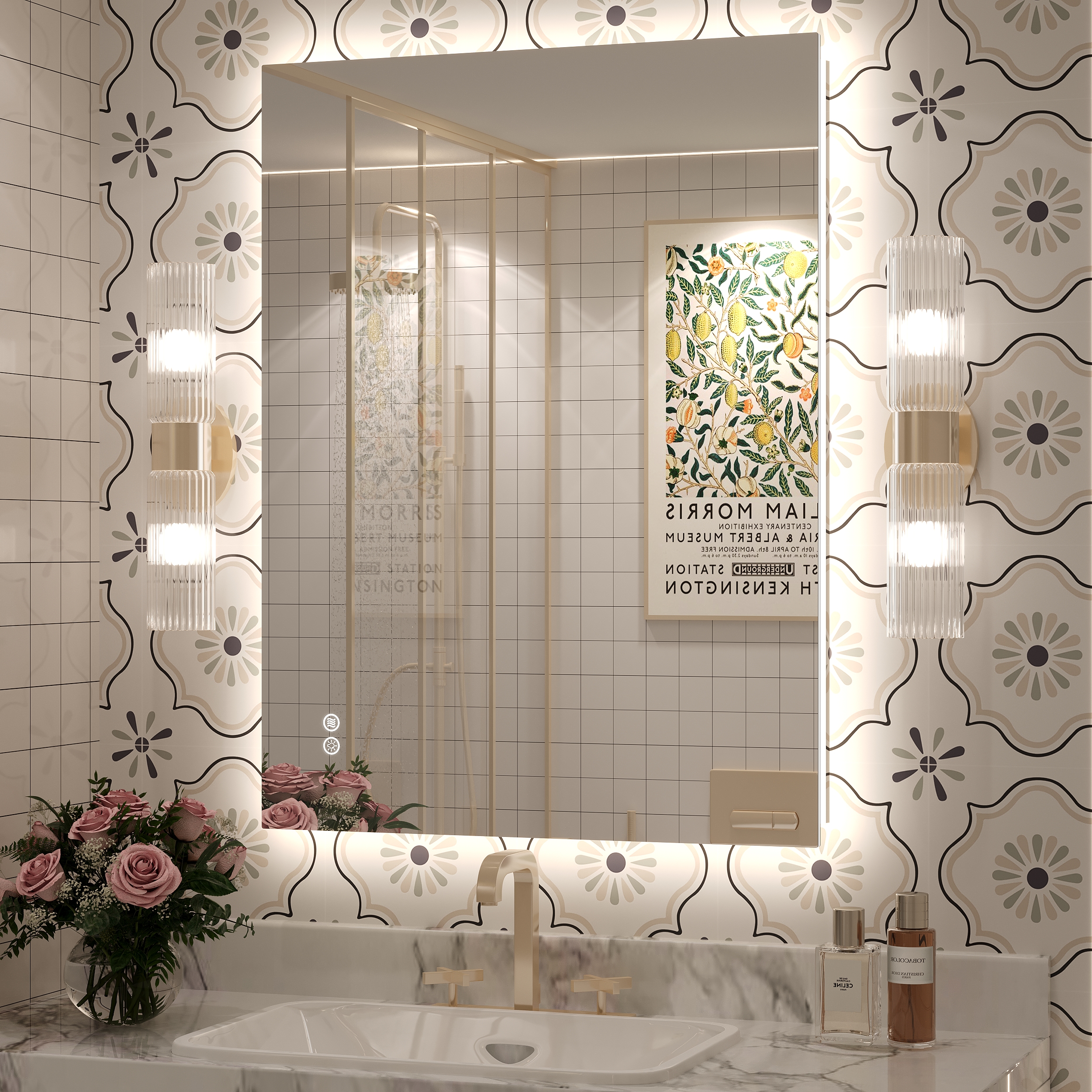 thumbnail video image 2 of 40x24 LED Bathroom Mirror, 24V Ultra Bright Backlit Vanity Mirror, Anti-Fog & Shatterproof Tempered Glass, CRI 95+, 2 of 13