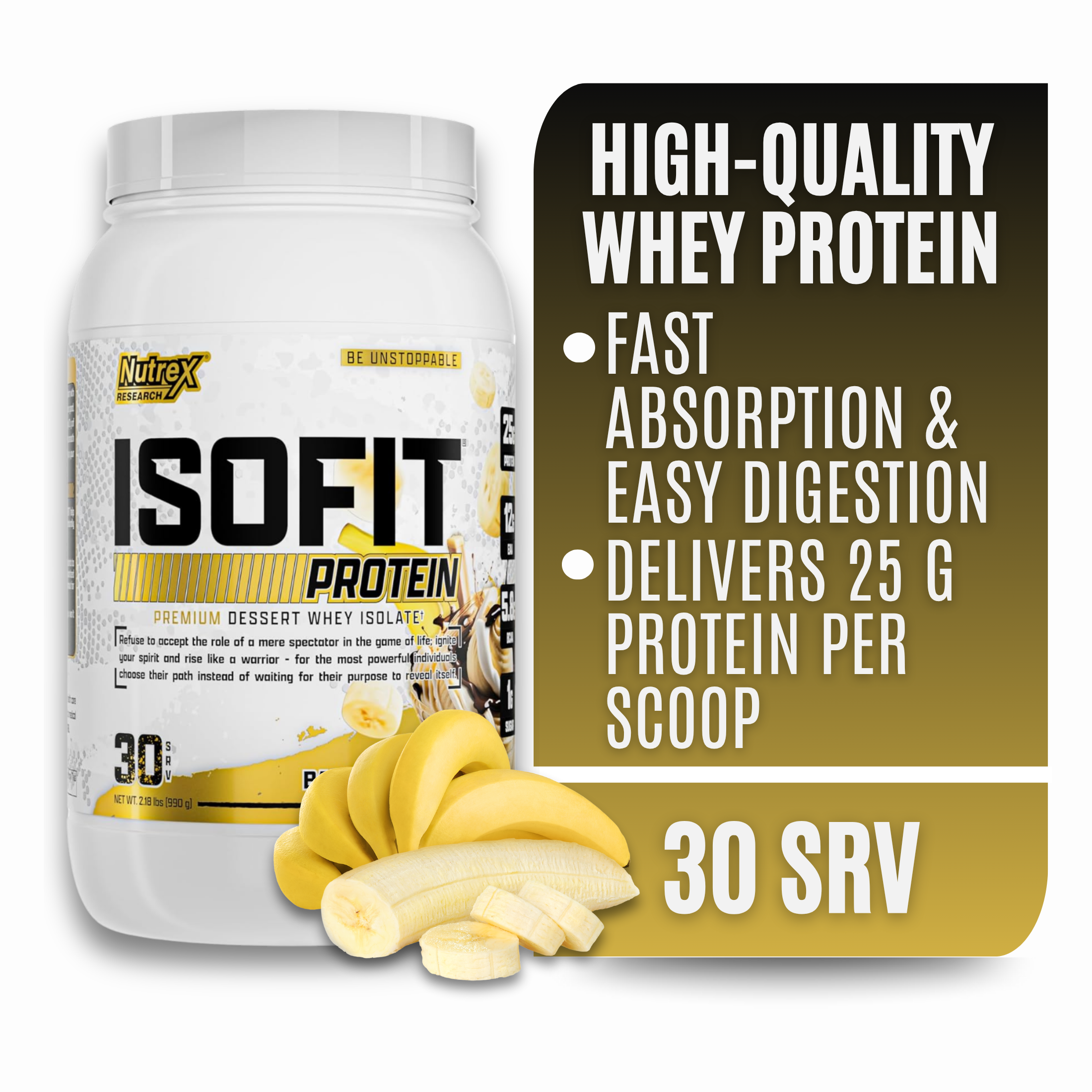 thumbnail video image 2 of Nutrex IsoFit Banana Foster – 100% Whey Protein Isolate Powder for Lean Muscle, Recovery & Strength Support 30 Servings, 2 of 9