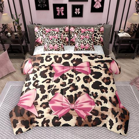 thumbnail video image 2 of Homewish Wild Leopard Print 7-Piece Bedding Comforter Set,Baseball Sport Game King Bedding Sets,Brown Black Bed Sheets For Girls Boys,Microfiber Bedroom Decor Reversible, 2 of 9