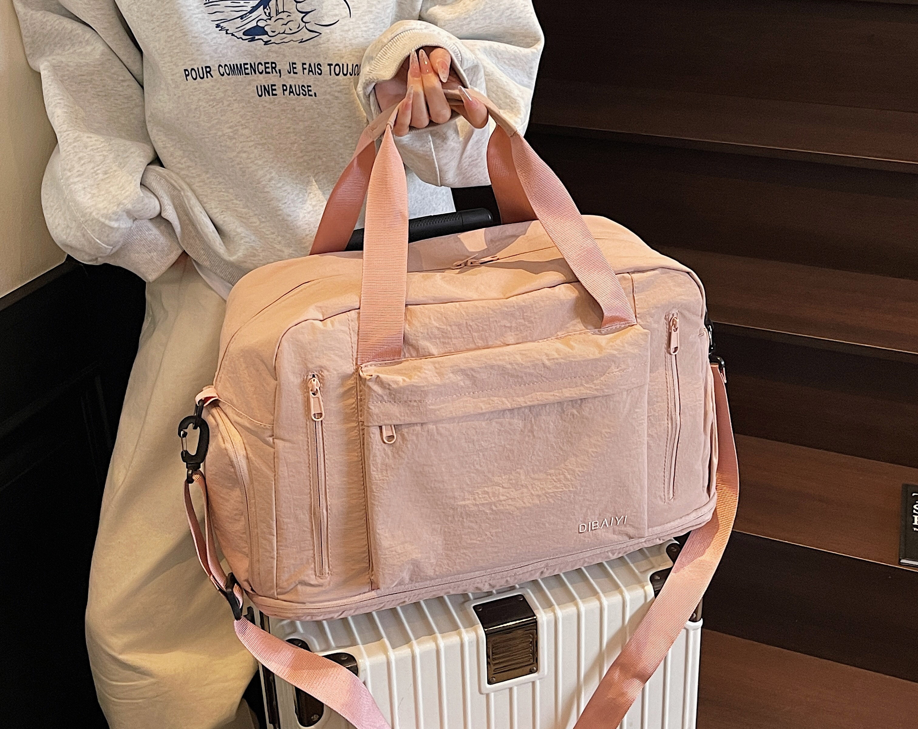 thumbnail video image 2 of URSOFINE Travel Bag for Men Women, Duffle Bag & Gym Bag with Shoe Compartment, Weekender Overnight Bag with Toiletry Bag, Carry on Bags for Airplane for Travel, Trip, Gym, Yoga, 2 of 8