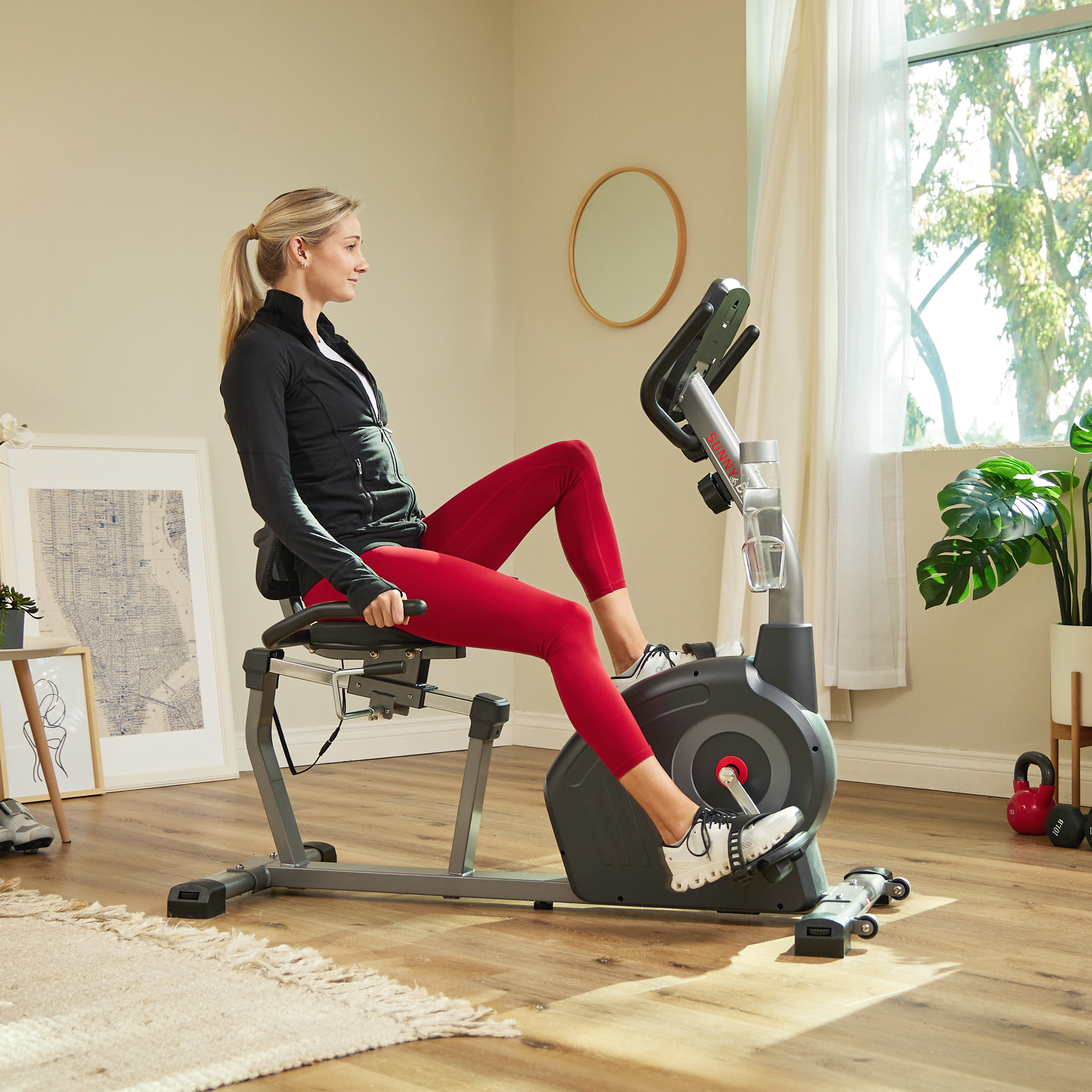 thumbnail video image 2 of Sunny Health & Fitness Indoor Exercise Recumbent Cycling Bike, Elite Interactive Series w Smart Bluetooth & FREE SunnyFit® App- SF-RB420046, 2 of 7