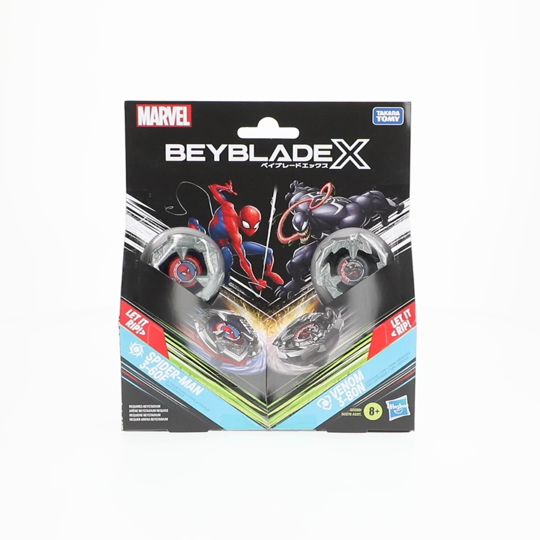 Beyblade X Marvel Collab Spider-Man 3-60F Vs. Venom 3-80N