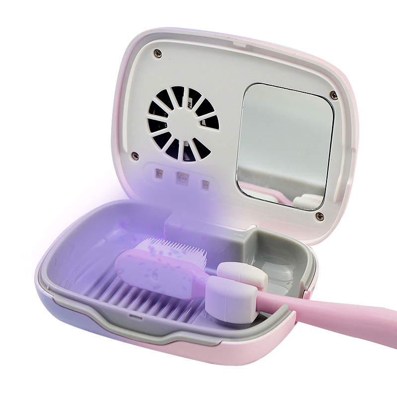 thumbnail video image 2 of Rechargeable Mini UV Toothbrush Sterilizer Cover with Fan and USB cord for Travel or Home, Long Battery Life and Improved Case Ventilation-Color WHITE, 2 of 4