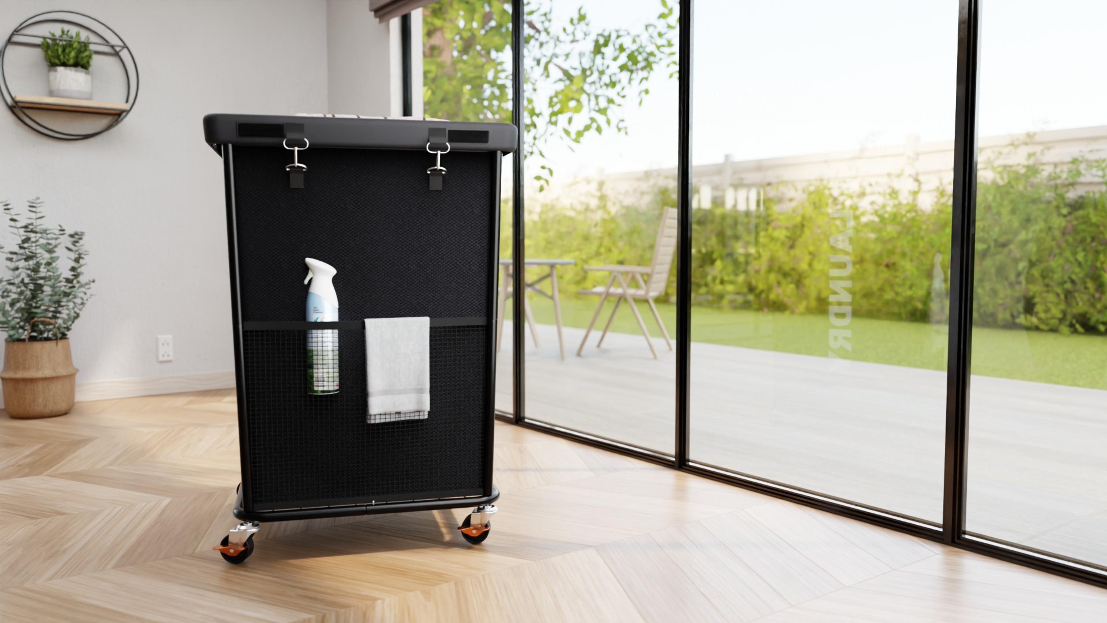 thumbnail video image 2 of 150L Laundry Hamper with Wheels, Rolling Laundry Basket with Metal Frame and Removable Bag, Large & Tall Dirty Clothes Hampers for Bedroom Aesthetic, Laundry Room, Bathroom, Dorm-Black, 2 of 8