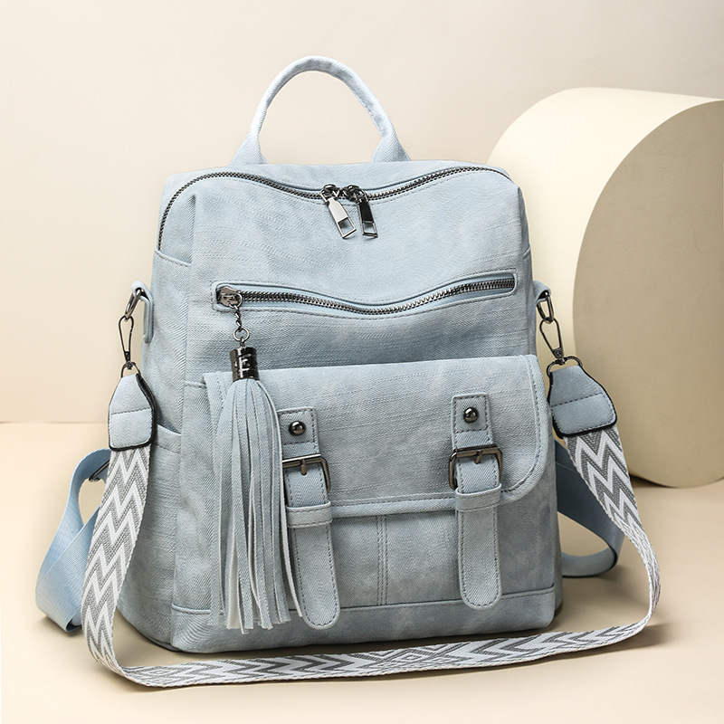thumbnail video image 2 of PRIYAL PU Leather Small Backpack for Women | Fashion Tassel Ladies Small Diaper Bag - Mini Backpack Purse Suitable for Travel, Work, 2 of 5